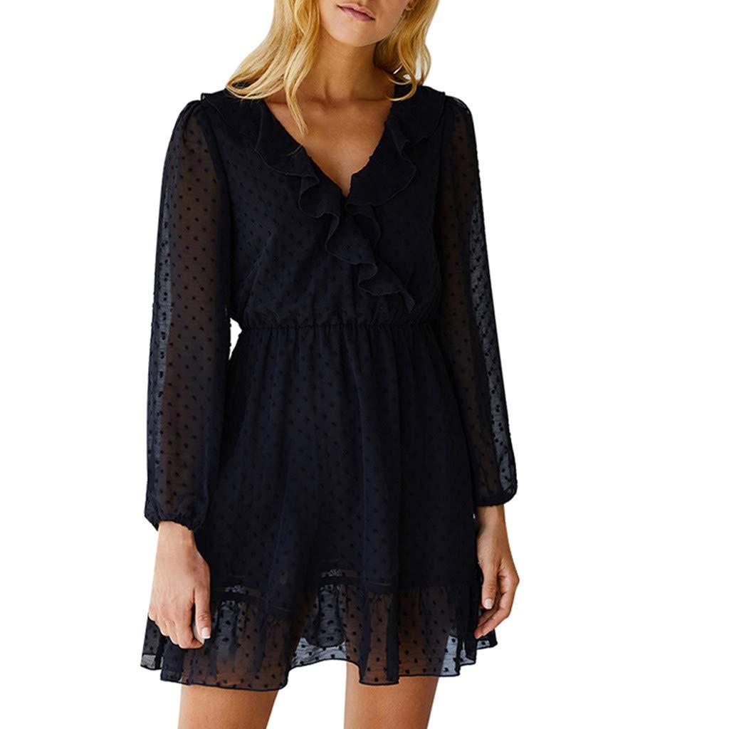 Tiehua Women's Ruffle Cocktail Dress - Elegant Summer Shirt Dress for Date Night & Casual Wear | Perfect for Petite Women, Parties, and Outdoor Events
