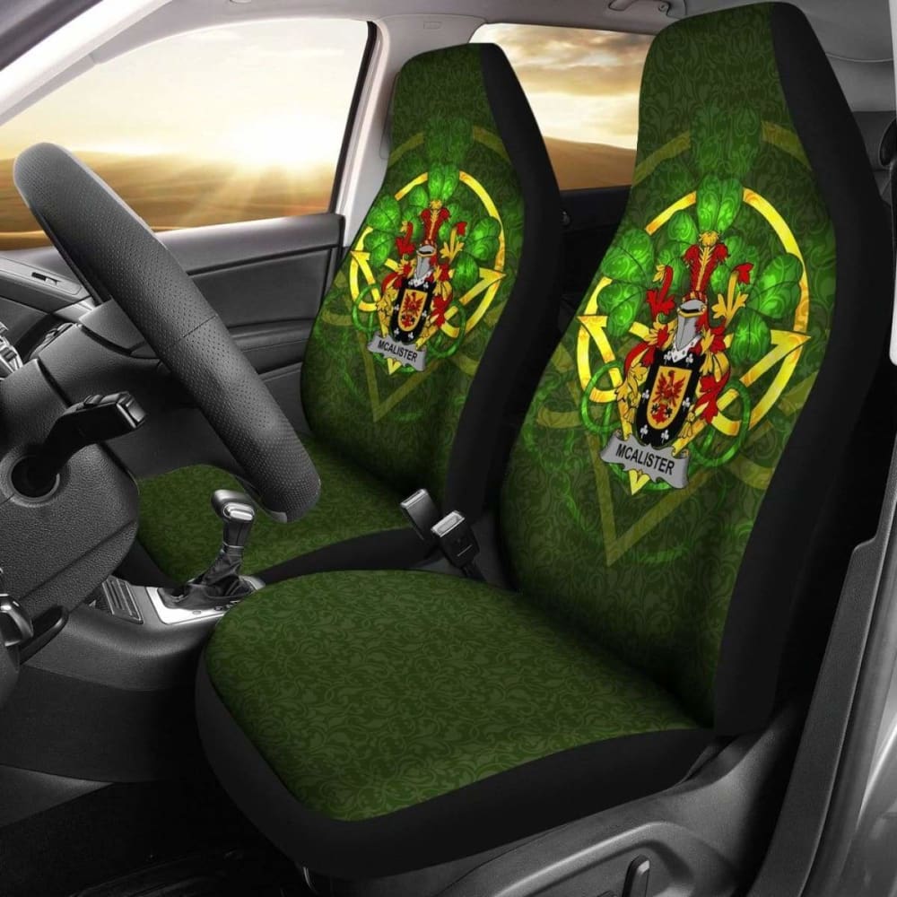 Alister or McAlister Ireland Car Seat Cover Set of 2 - Celtic Shamrock Design for Cars, SUVs & Trucks - Perfect for St. Patrick's Day, Irish Heritage & Everyday Protection
