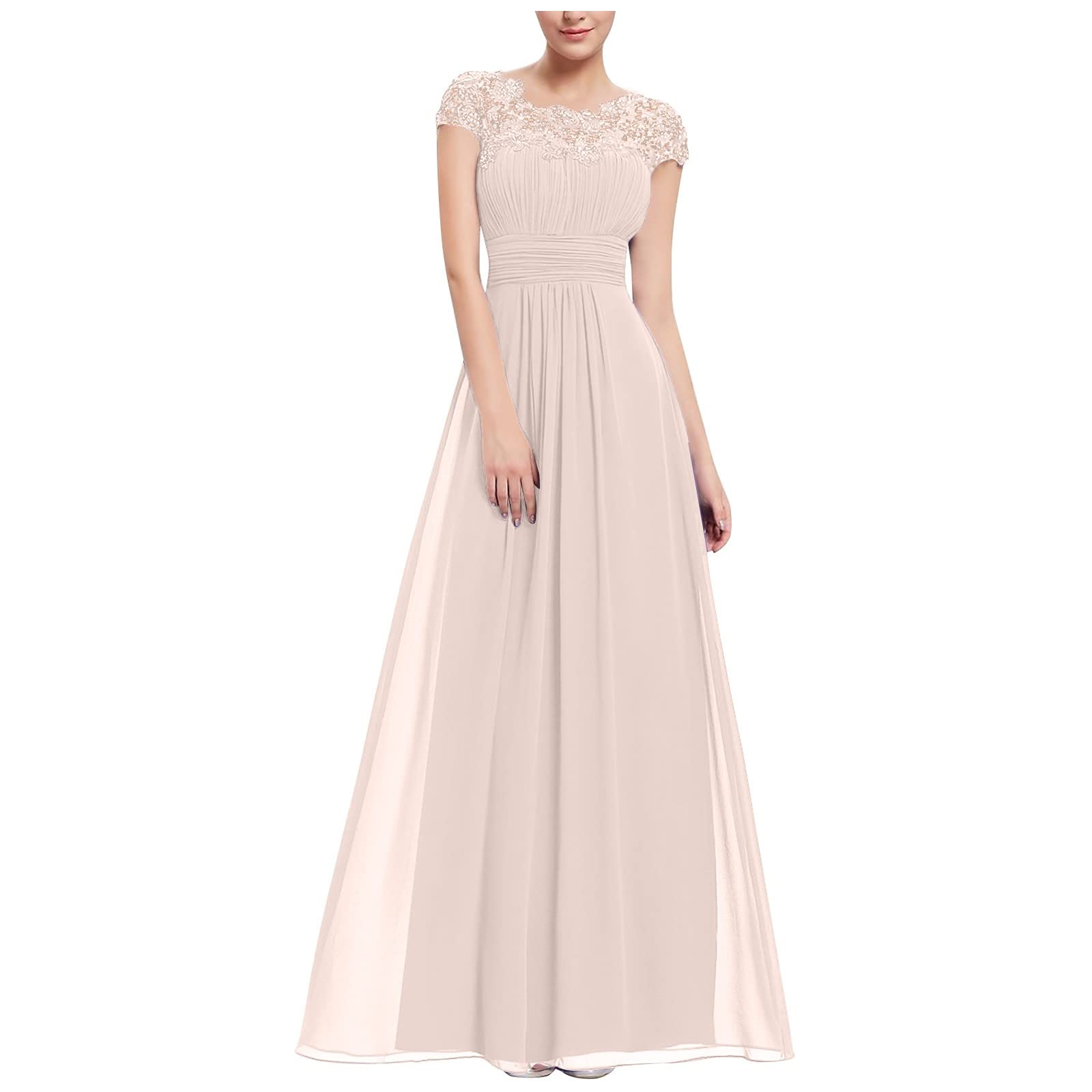 Elegant Women's Summer Lace Short Sleeve Maxi Dress - Formal Party Gown, Trendy & Sexy Casual Wear for Weddings, Cocktails & Evening Events