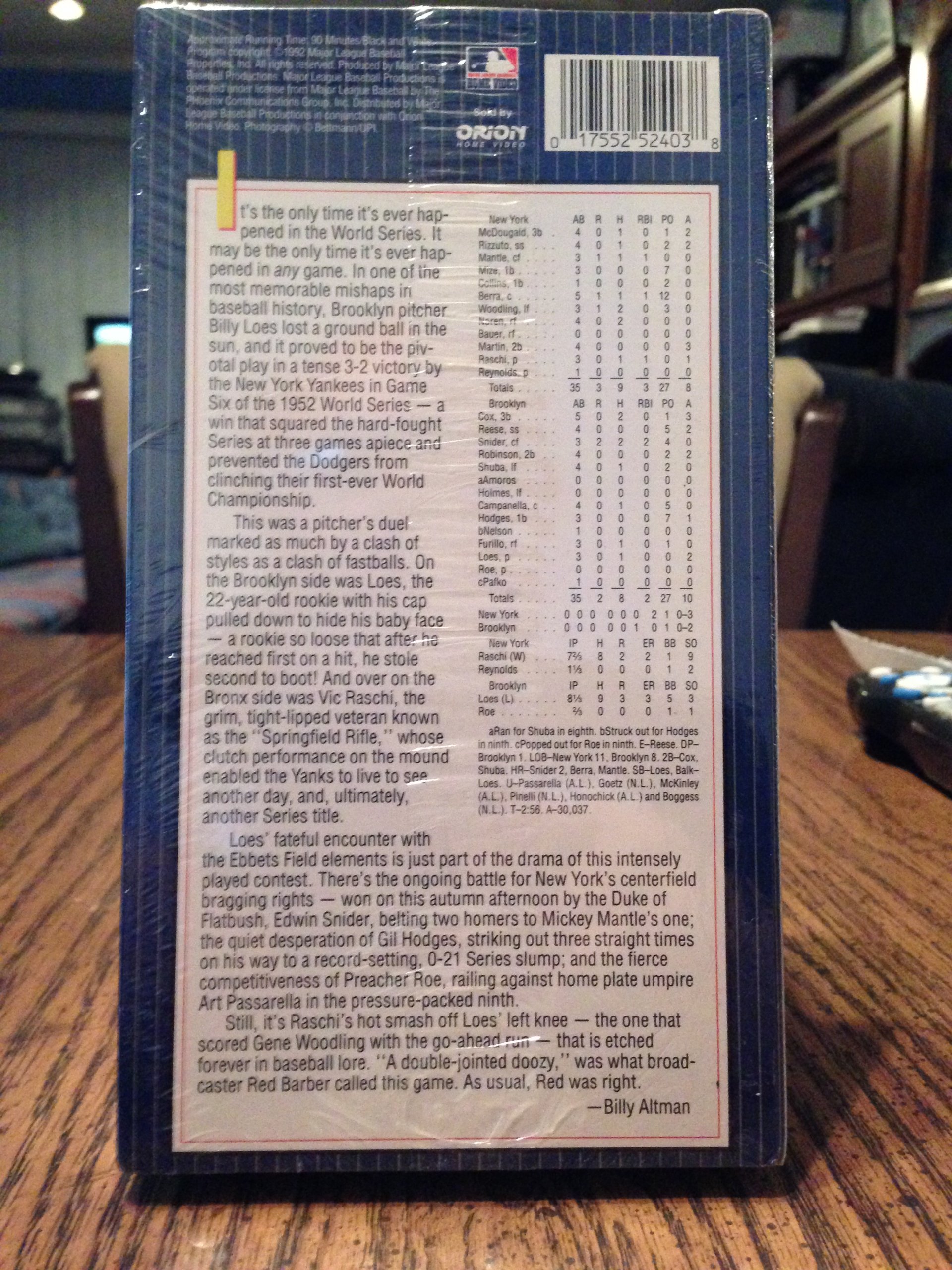 1952 World Series Baseball Greatest Games VHS - Classic Baseball Highlights for Collectors & Fans