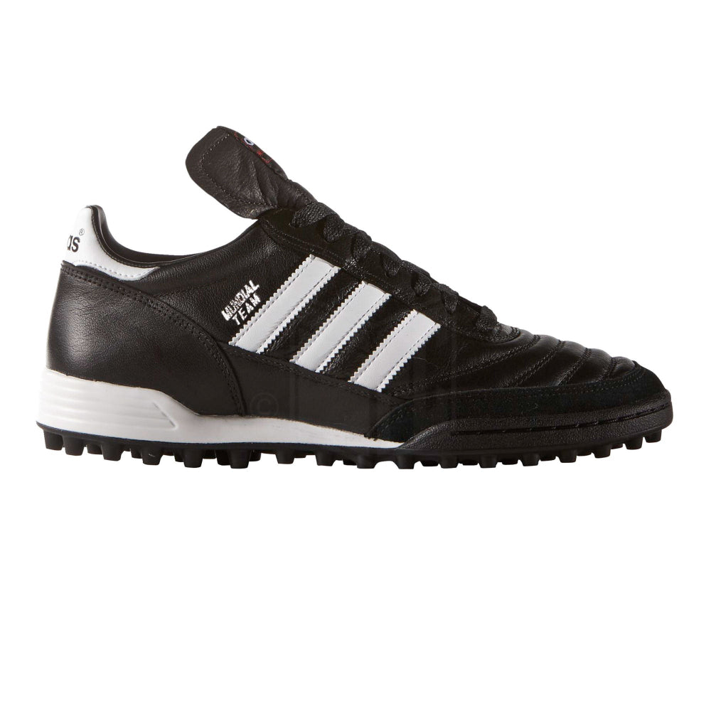 Adidas Mundial Team Turf Football Shoes for Men - Black/White/Red Soccer Cleats with Non-Marking Sole - Perfect for Artificial Turf, Training & Casual Wear