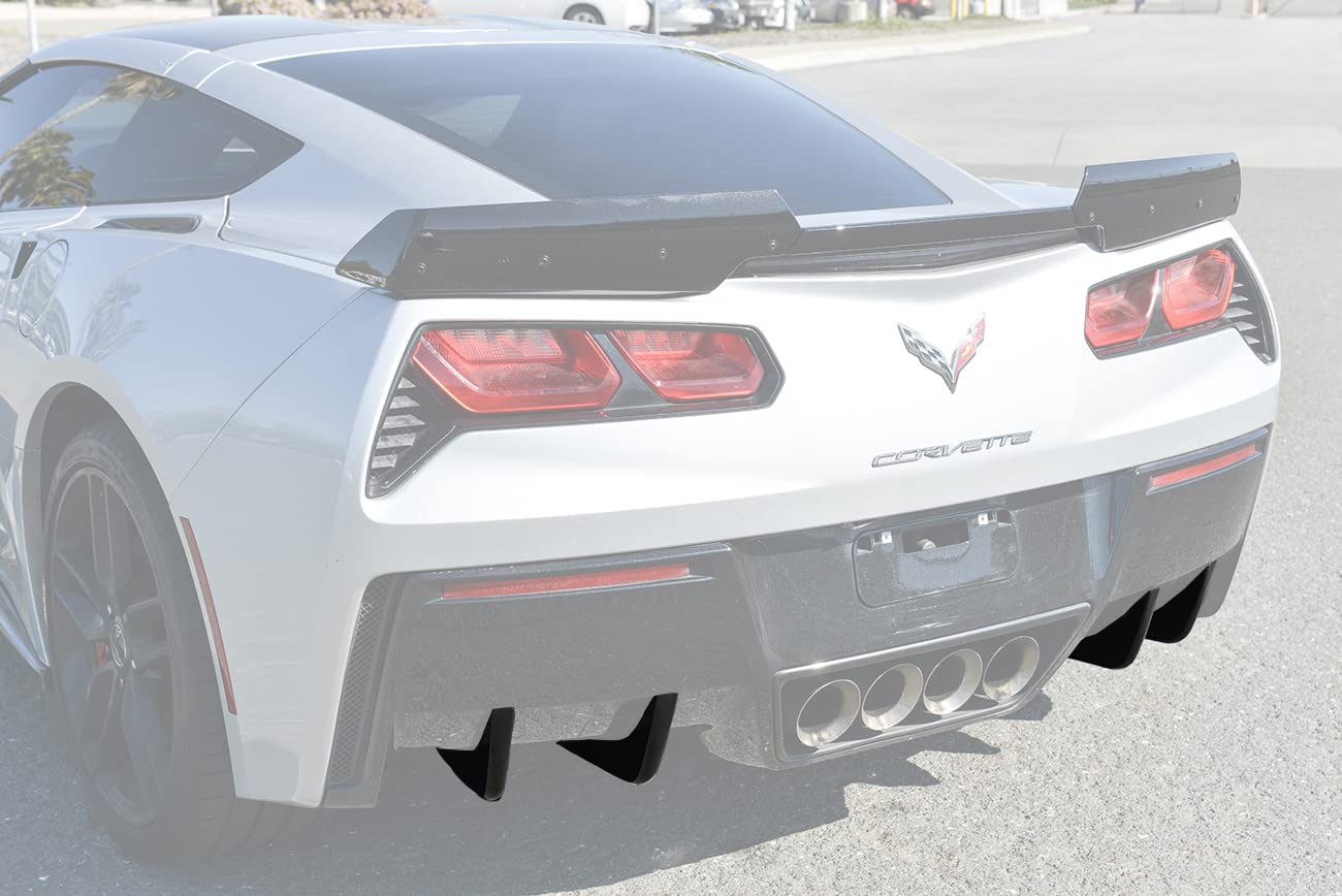 2014-2019 Chevrolet Corvette C7 Z06 Track Style Rear Bumper Diffuser Fins - 2 Pairs ABS Plastic Painted Carbon Flash Metallic | Perfect for Performance Upgrades & Track Enthusiasts