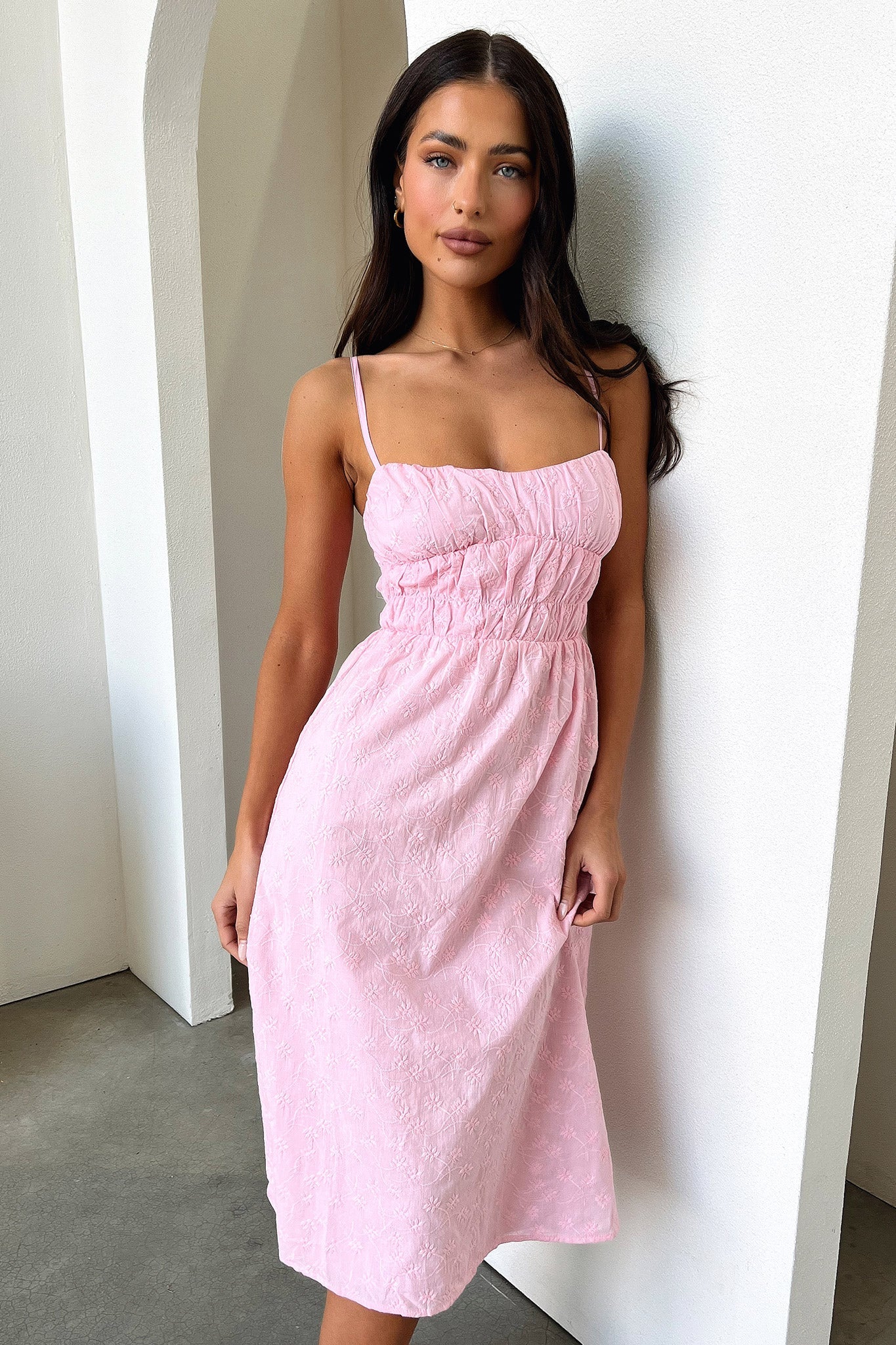 Mik Midi Dress for Women - Flowy Pink Summer Dress for Casual Wear, Date Night & Beach Vacation | Elegant A-Line Skirt with Floral Print