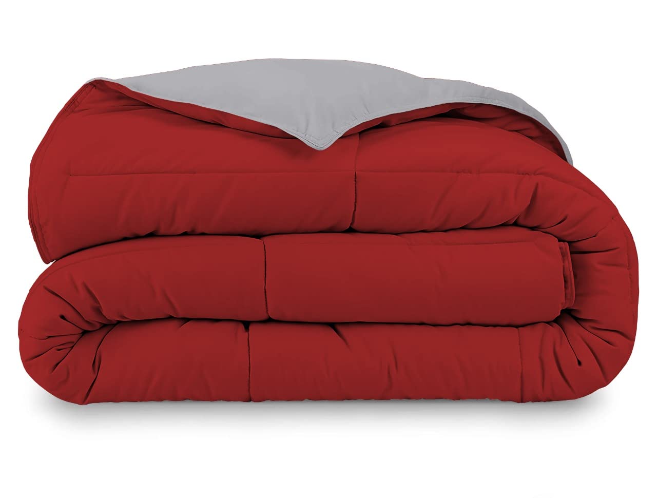 Lightweight All-Season Queen Size Comforter - 88x88 Inches Reversible Down Alternative Duvet Insert for Summer & Winter | Elegant Red Quilted Bedding | Perfect for Guest Rooms, Master Bedrooms & Cozy Home Decor