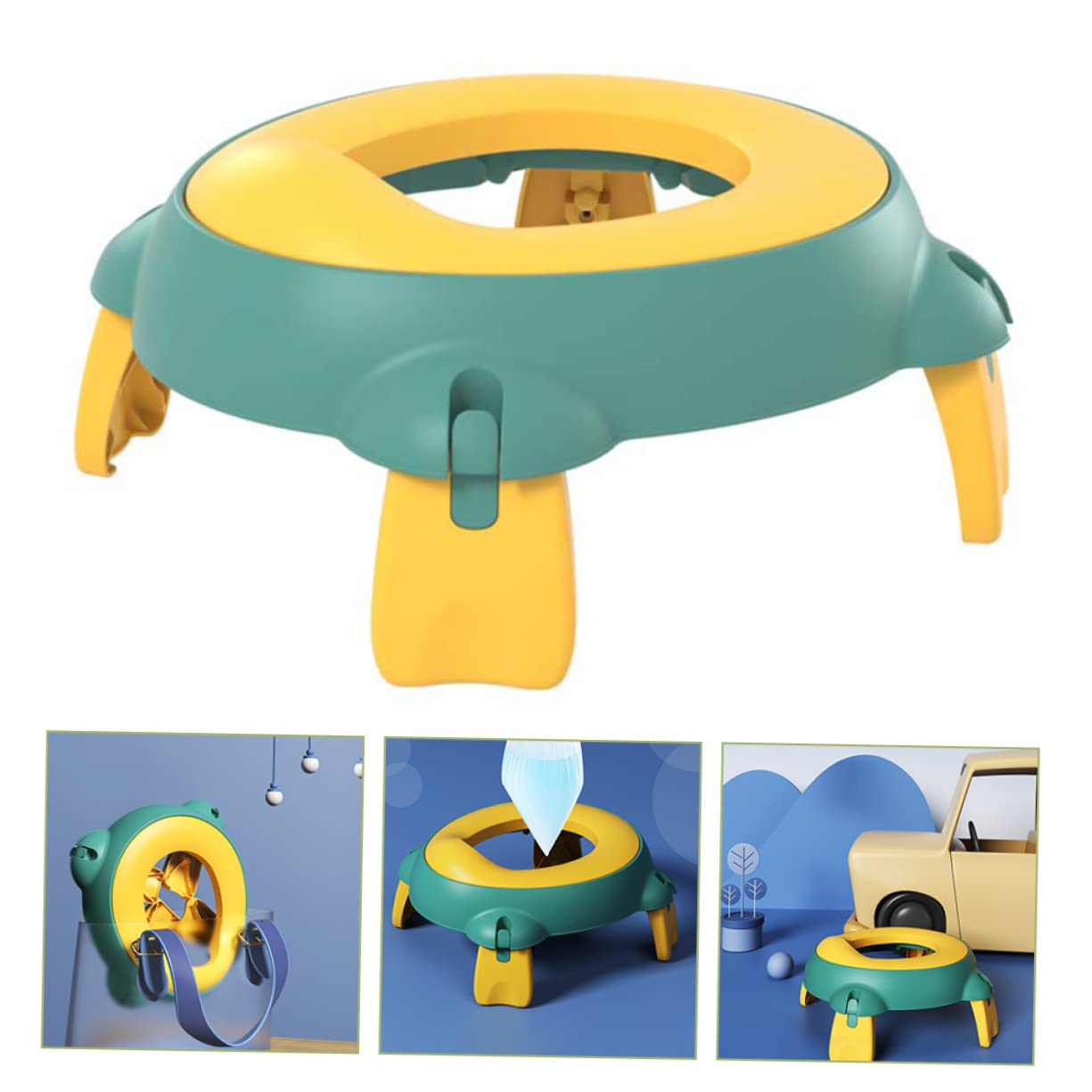 Hohopeti Portable Folding Potty Seat for Toddlers - Reusable Travel Toilet Chair for Boys & Girls - Indoor & Outdoor Use - Perfect for Camping, Road Trips & Travel - Yellow