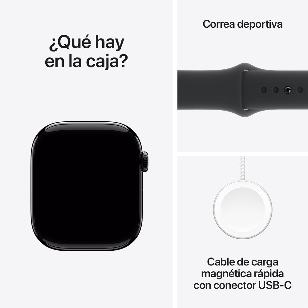 Apple Watch Series 10 GPS 46mm - Black Aluminum Case with Black Sport Band S/M - Perfect for Fitness Tracking, Running & Everyday Wear