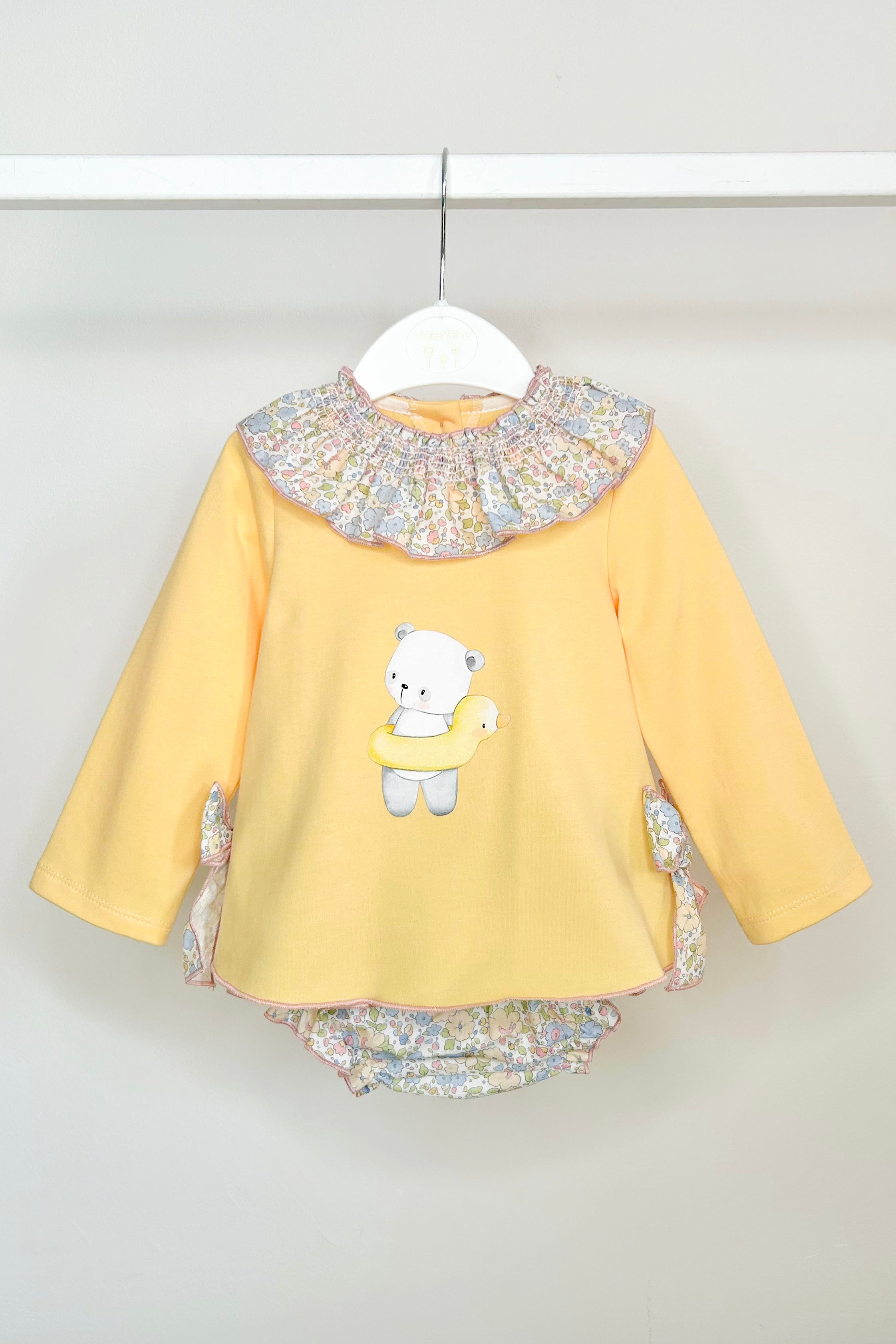 Skye Sunshine Yellow Floral Top & Bloomer Skirt Set - Women's Summer Floral Outfit for Beach Vacation & Outdoor Photoshoot