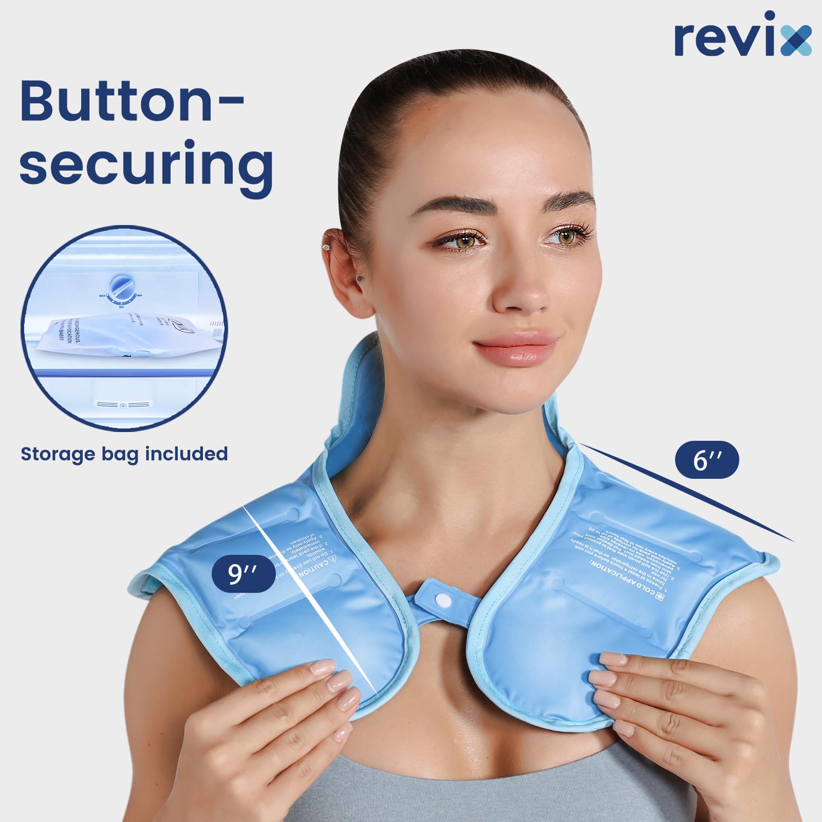 REVIX Large Gel Ice Pack Wrap for Neck, Shoulders & Upper Back Pain Relief - Soft Plush Lining Reusable Cold Compress for Post-Workout Recovery, Muscle Soreness & Injury - Perfect for Athletes, Office Workers & Chronic Pain Sufferers (Blue)