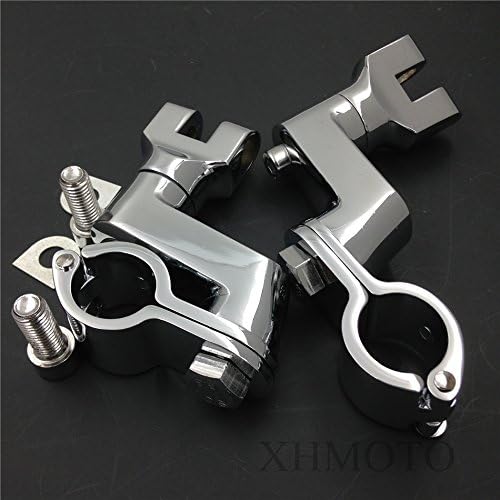 Motorcycle Chrome Longhorn Footpeg Mounts Clamp - Compatible with BSA, Norton, Triumph Bobber, Chopper, Cafe Racer, ATV, UTV & Scooter - Durable Riding Accessory for Custom Bike Builds & Off-Road Adventures