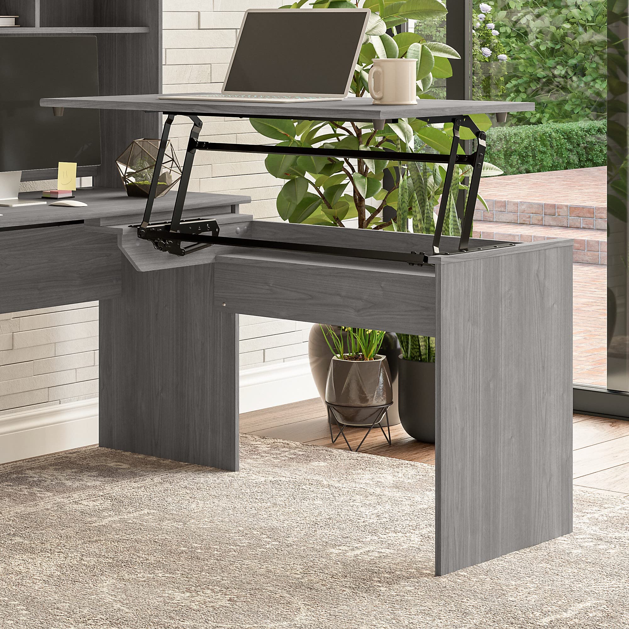 Bush Furniture Cabot 3-Position Adjustable Sit to Stand Desk Return in Modern Gray - Perfect for Home Office, Workspace & Ergonomic Workstations