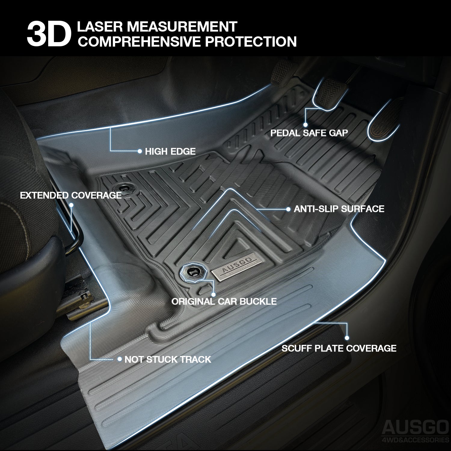 5D Custom Fit Car Floor Mats for Toyota Hilux (2015-Present) - Manual Transmission Single/Extra Cab | All-Weather Protection & Easy Cleaning | Perfect for Off-Roading, Daily Commute & Family Trips