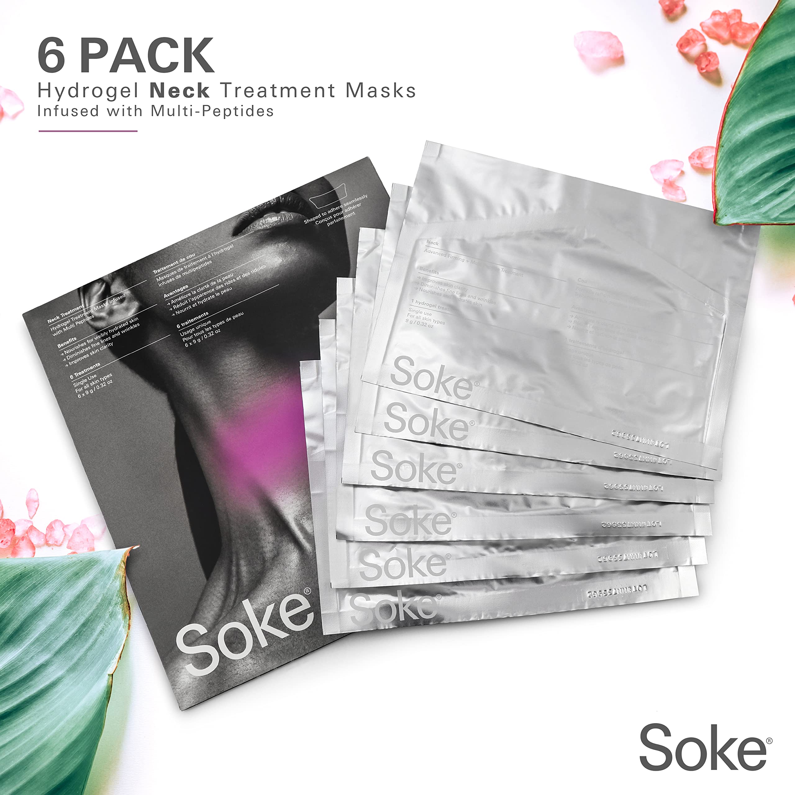 Soke Neck Hydrogel Treatment Mask - Anti-Aging & Moisturizing Face Mask for Wrinkles & Fine Lines - Perfect for Skincare Routine & Spa Night Self-Care