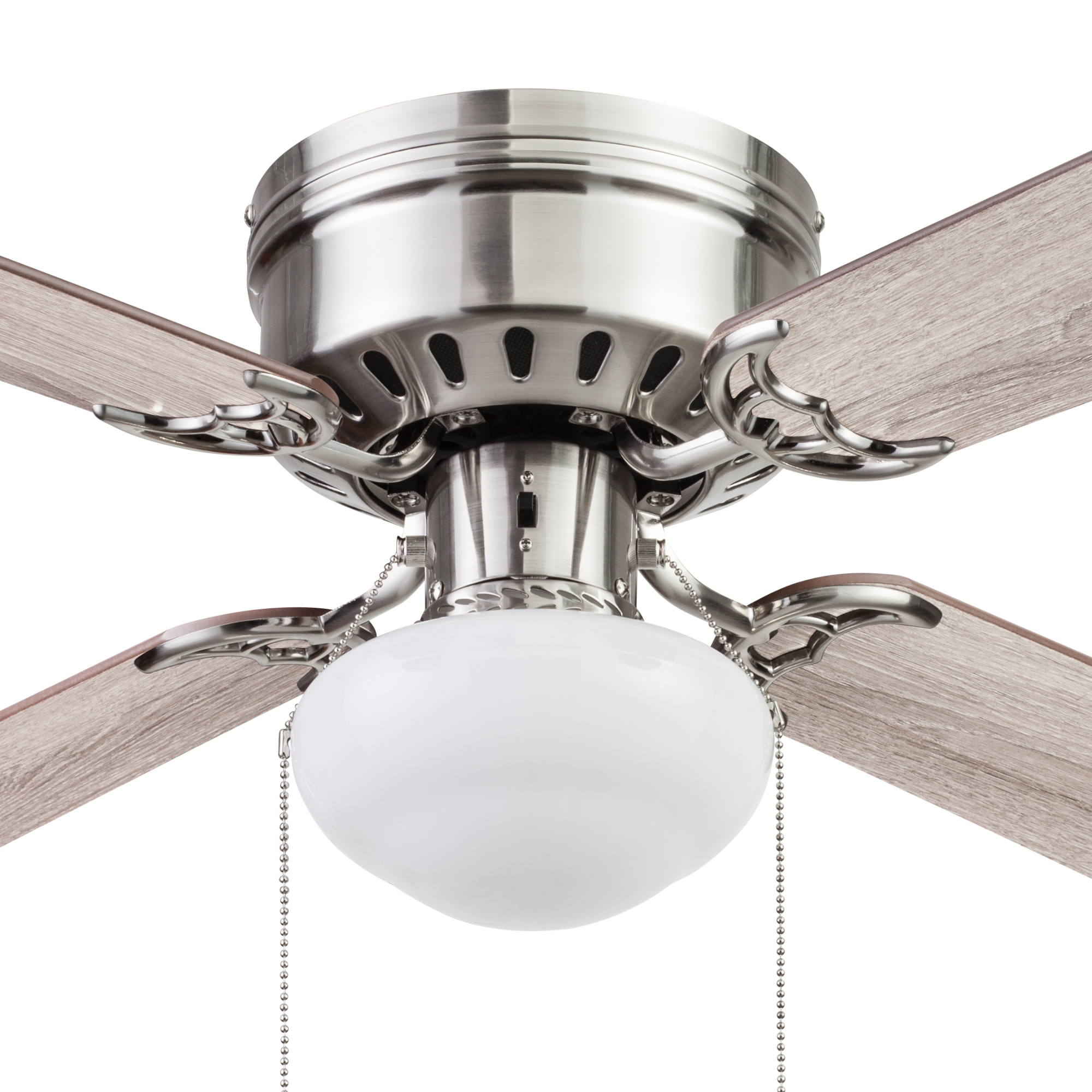 42 Inch Cherry Hill Brushed Nickel Ceiling Fan with Pull Chain - Perfect for Living Room, Bedroom, and Office Cooling