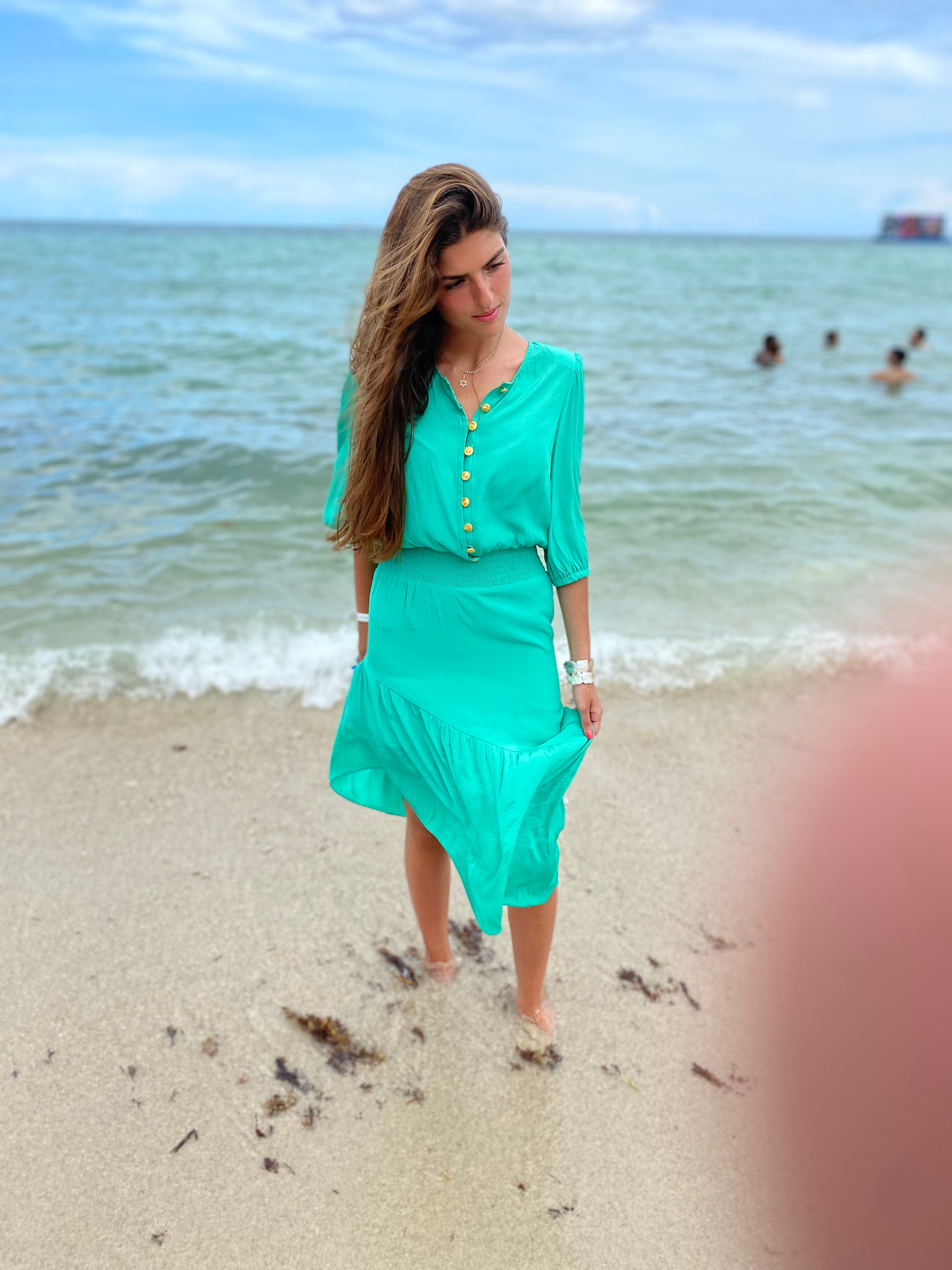 Elegant Green Dress for Women - Flowy Summer Maxi Dress with Pockets | Perfect for Beach, Vacation & Casual Outings