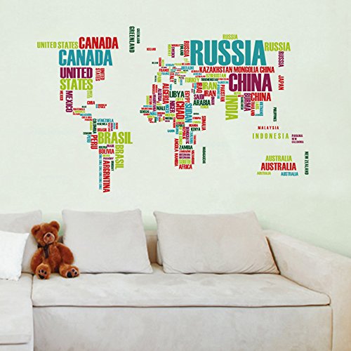 Country Names World Map Wall Sticker - Decorative Vinyl Decal for Home, Office & Classroom Decor | Perfect for Geography Learning & Travel Inspiration
