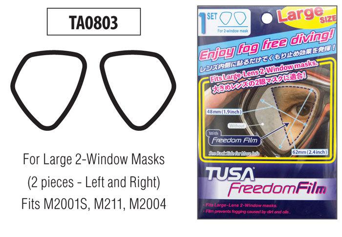 TUSA TA0803 Anti-Fog Scuba Diving Mask Lens Film - Large Twin Pack for Clear Underwater Vision | Perfect for Snorkeling, Scuba Diving & Water Sports