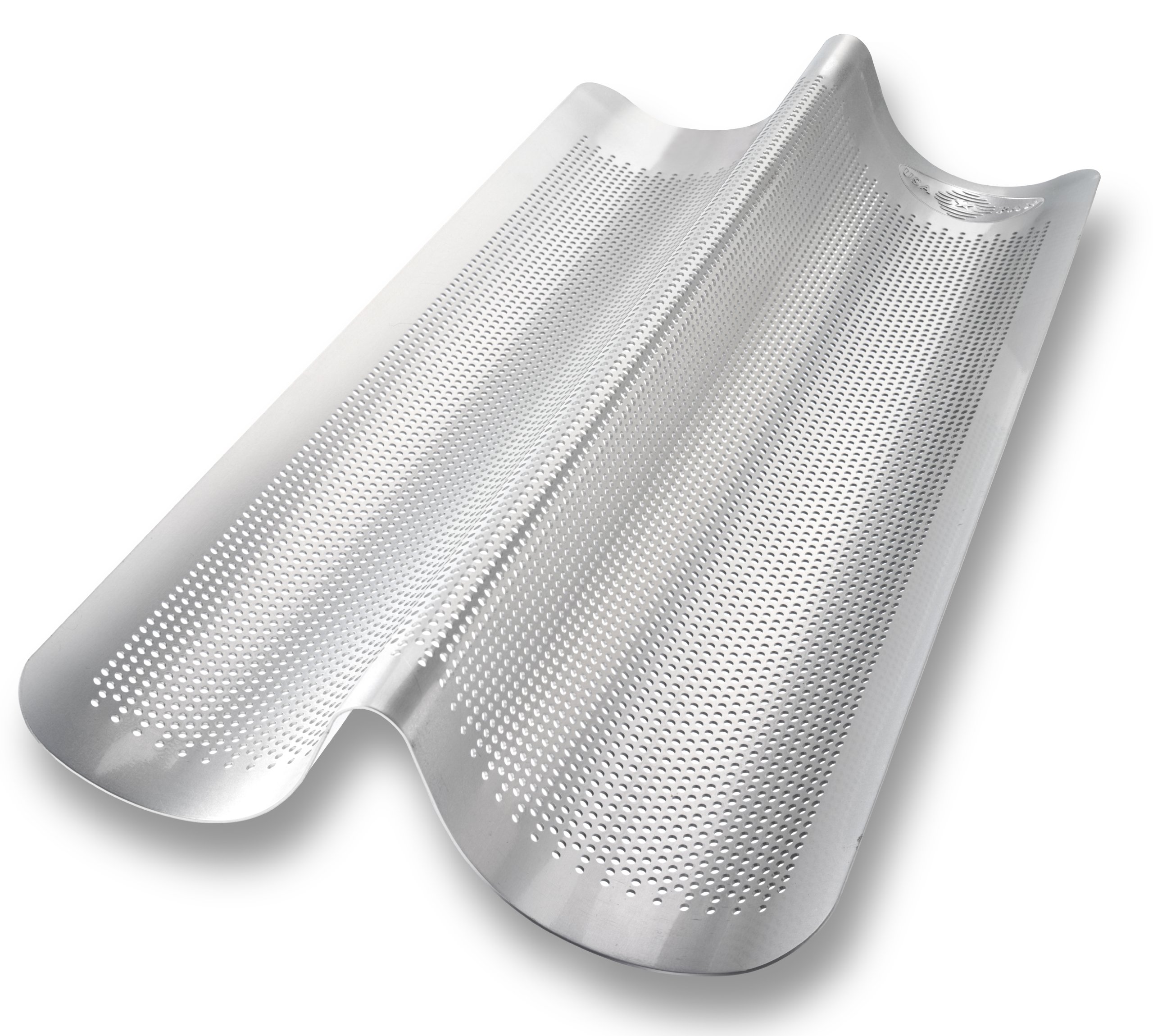 USA Bakeware Aluminized Steel Perforated Italian Loaf Pan - 2-Well Nonstick Bread Baking Pan for Perfect Homemade Bread | Ideal for Artisan Loaves, Sourdough & French Bread Baking