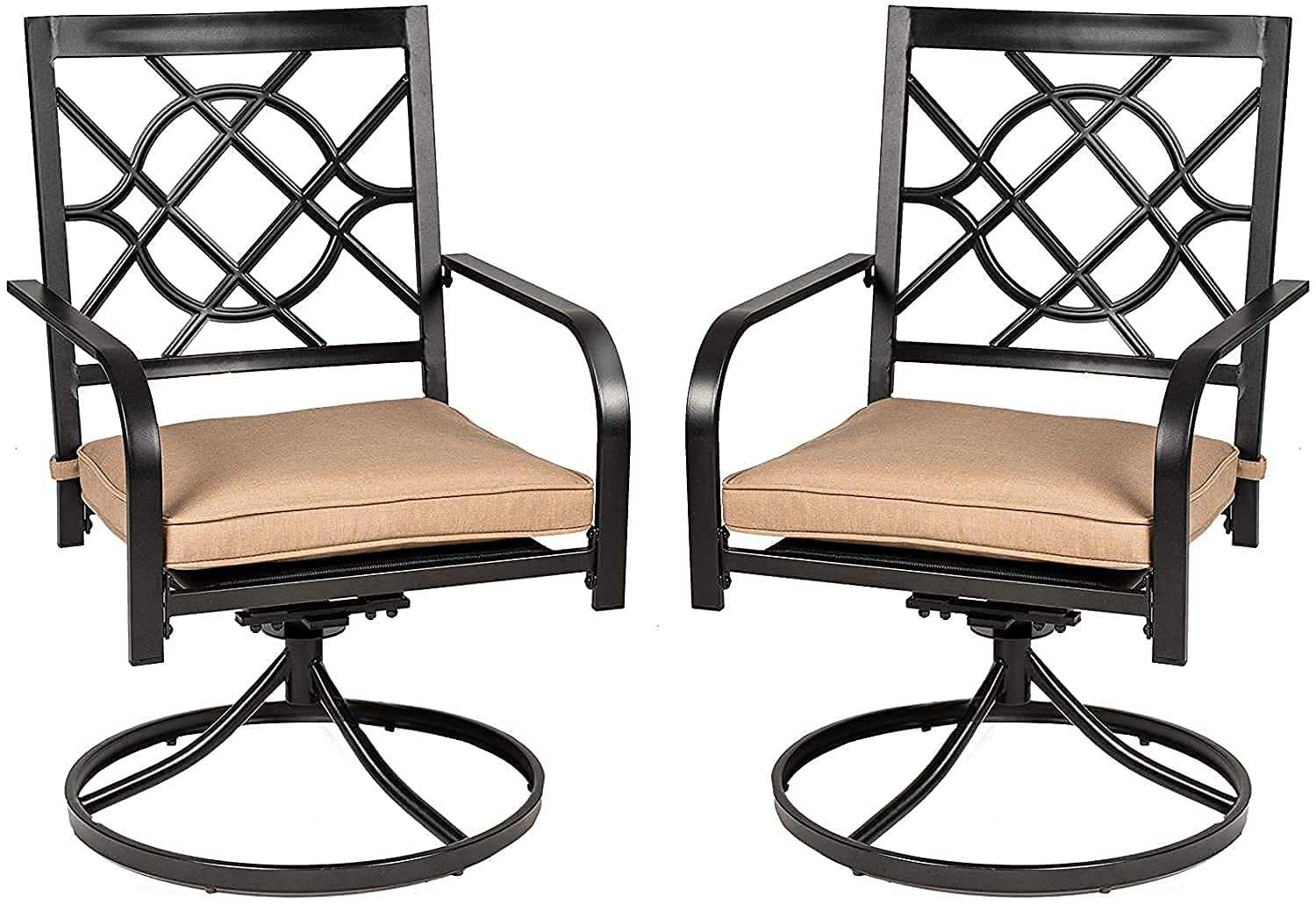 **OakCloud Outdoor Metal Swivel Dining Chairs Set of 2 – Heavy-Duty Patio Chairs with Cushions for Garden, Backyard, Bistro – Perfect for Outdoor Dining, Lounging & Entertaining**