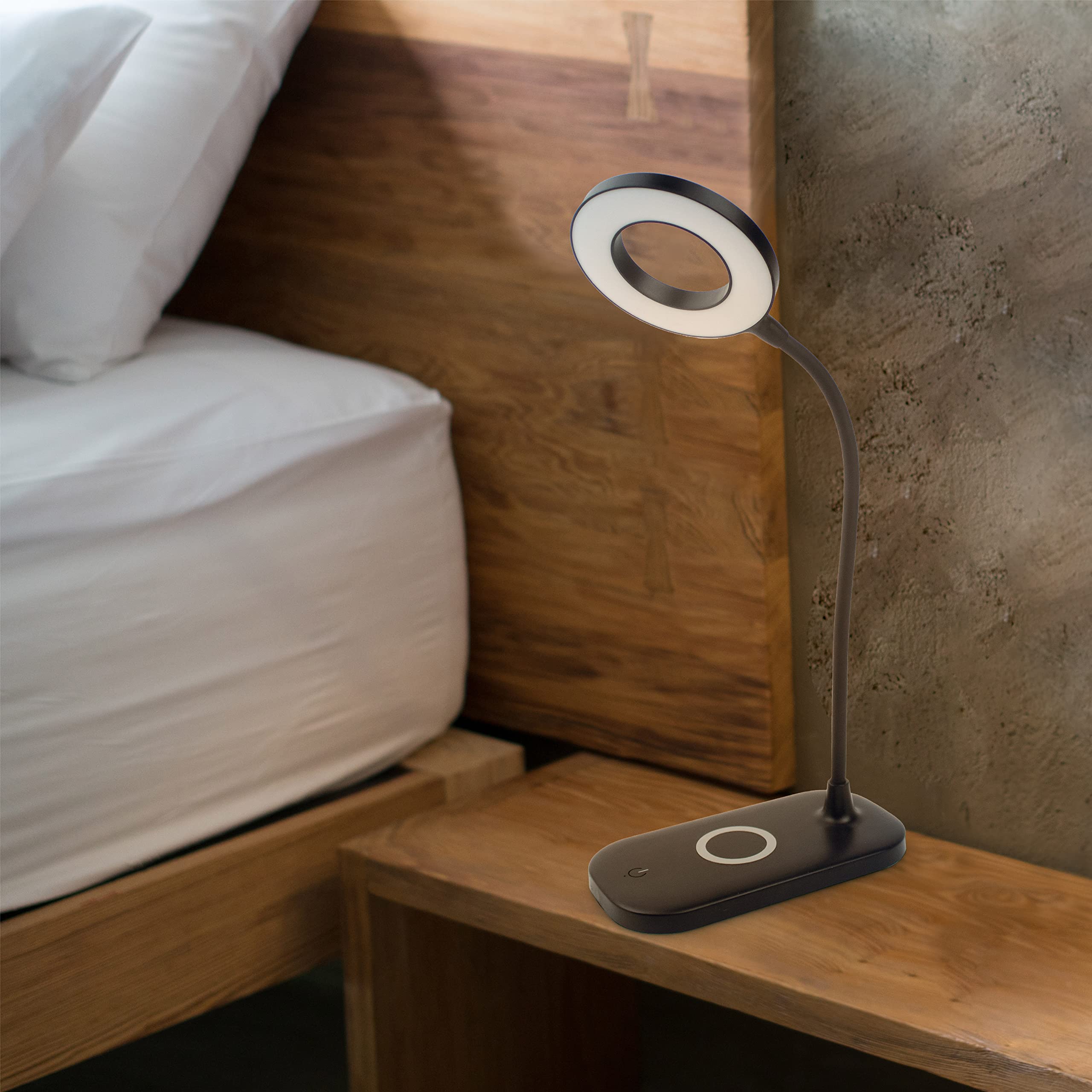 Newhouse Lighting Zlata Black Plastic Touch Control Dimmable LED Desk Lamp with Adjustable Color Temperature, 21 LEDs & USB Port - Perfect for Home Office, Study, and Workspace Lighting