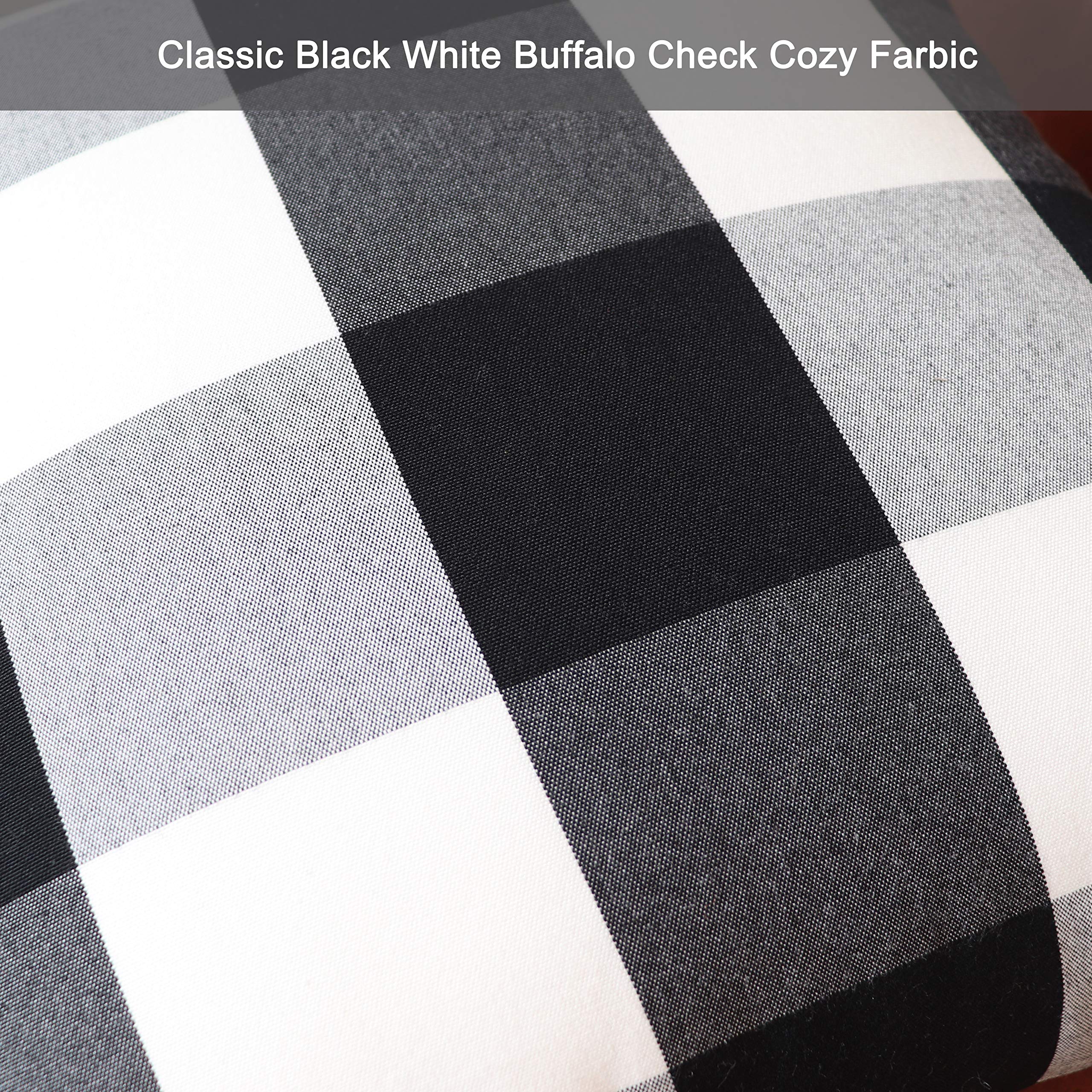 Buffalo Check Plaid Pillow Covers 16x16 Inch - Farmhouse Style Decorative Throw Pillow Covers for Couch, Sofa & Bed - Black and White Christmas Home Decor (Pack of 2) - Perfect for Living Room, Porch & Seasonal Holiday Decorations