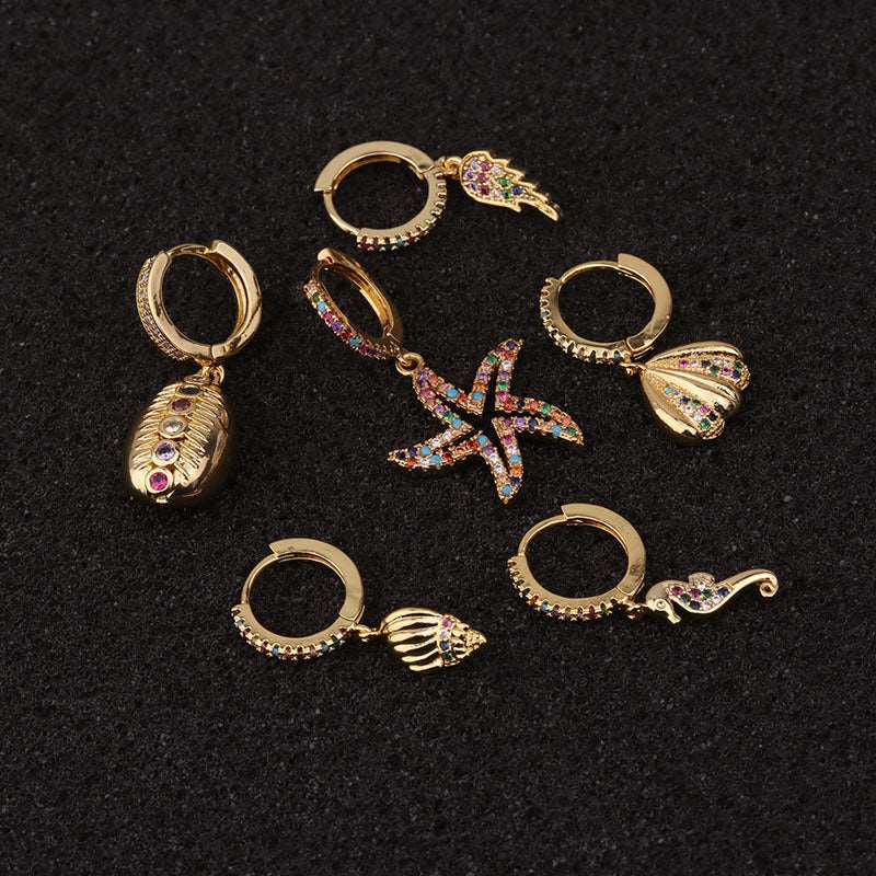 18K Gold Plated Colorful Palm Tree CZ Cartilage Hoop Earrings for Women - Trendy Summer Beach Jewelry Gift for Parties & Vacations