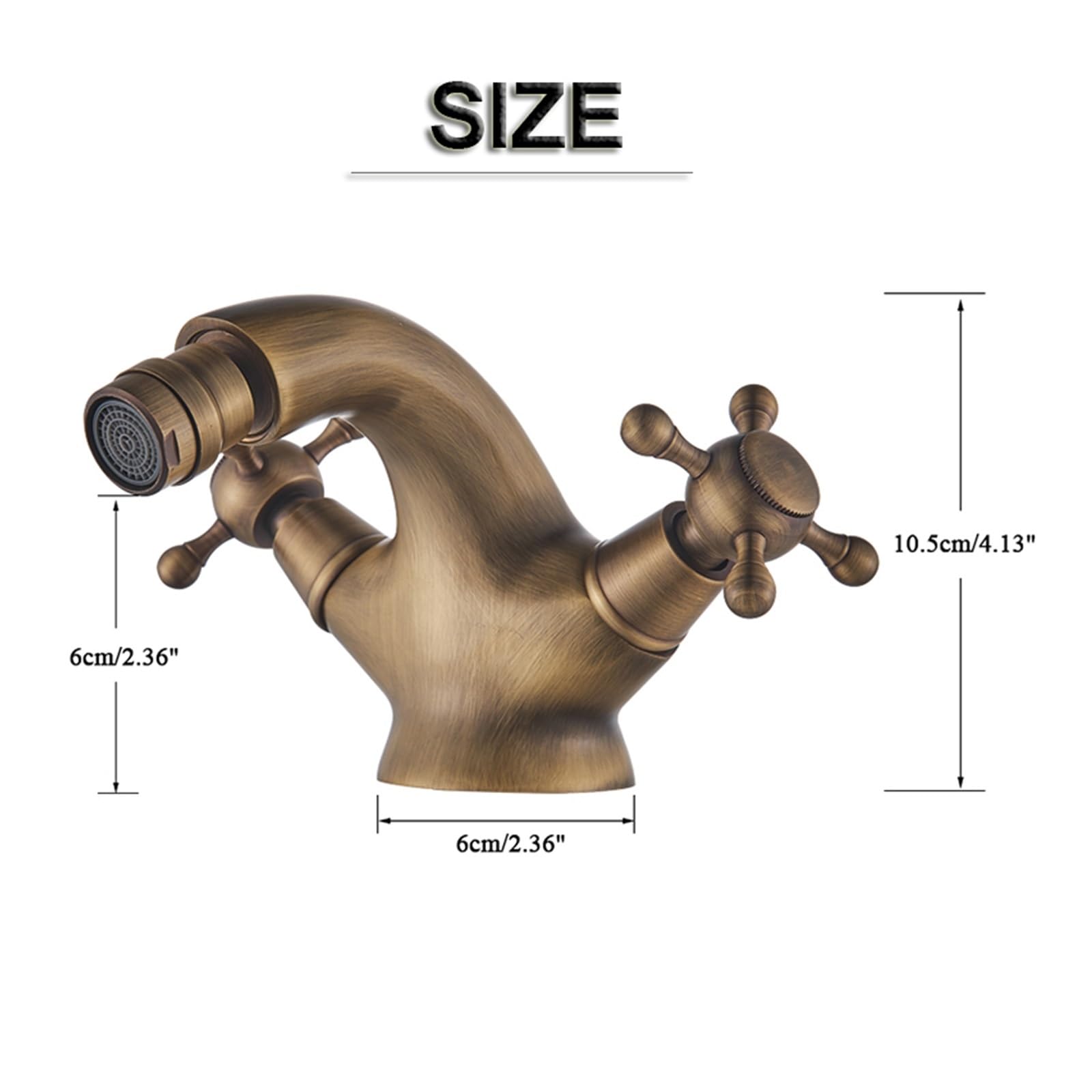 Vintage Brass Bidet Faucet with Two Handles - Single Hole Deck Mounted Water Mixer Tap for Bathroom Sink (Chrome Finish) | Perfect for Classic & Modern Bathroom Renovations