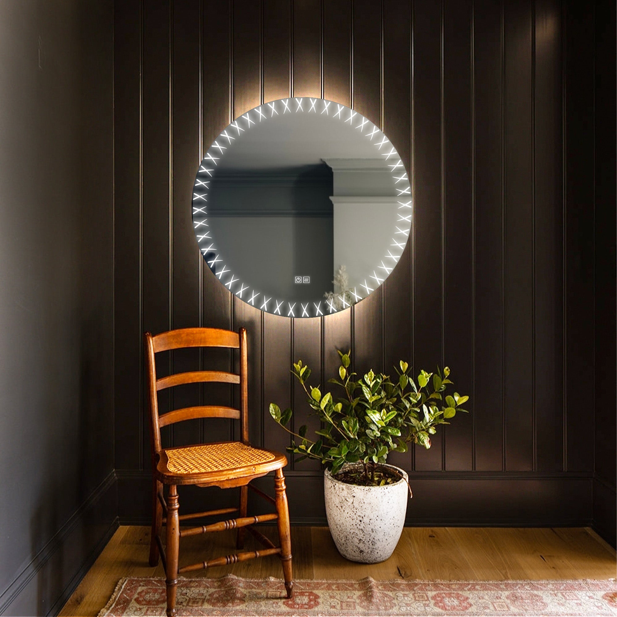 FLORA Custom LED Mirror with Frosted Edges - Modern Bathroom Vanity Mirror for Makeup & Dressing Room Decor