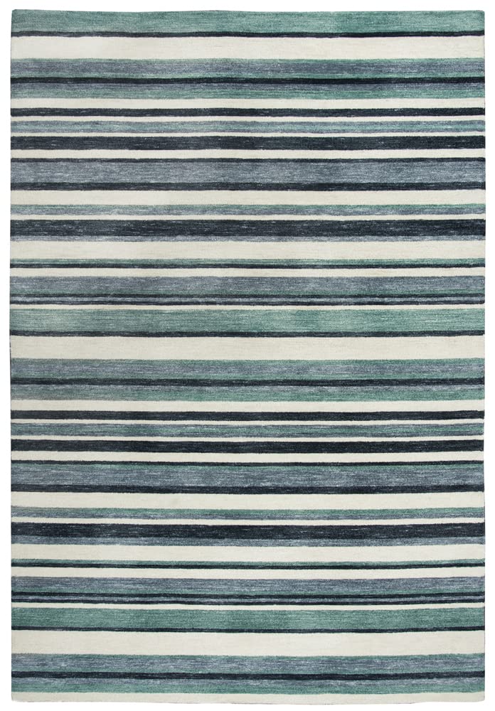 Gatney Sandstone Area Rug VLA105 - Aqua & Gray Striped Design - 8'6