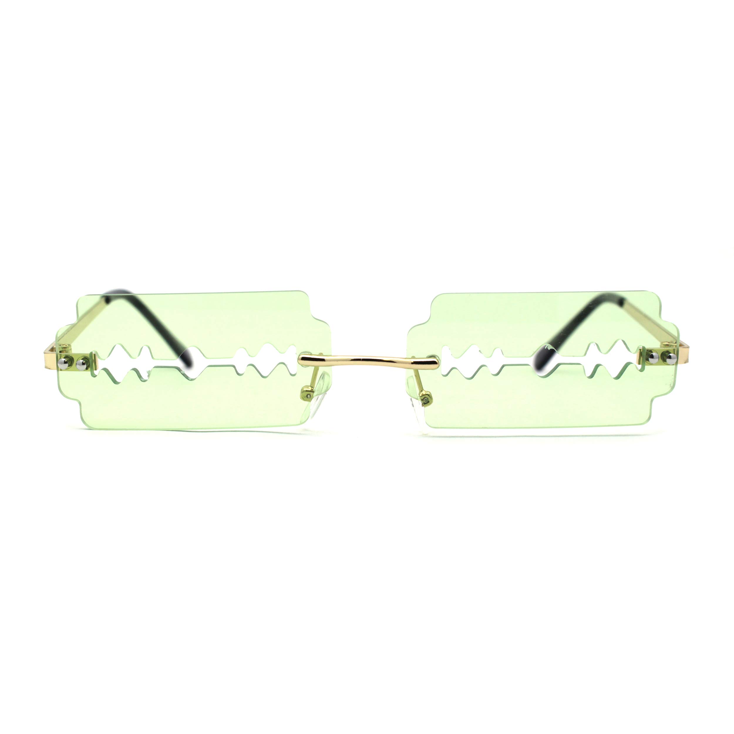 Trendy Razor Blade Shaped Hipster Rimless Sunglasses for Men & Women - Perfect for Outdoor Activities, Beach, and Fashion Statements