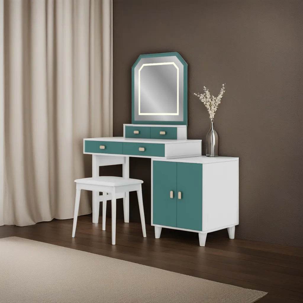 Libby Vanity Dressing Table with Stool - Elegant Makeup Desk for Bedroom, Perfect for Makeup & Skincare Routine | Home Beauty Station