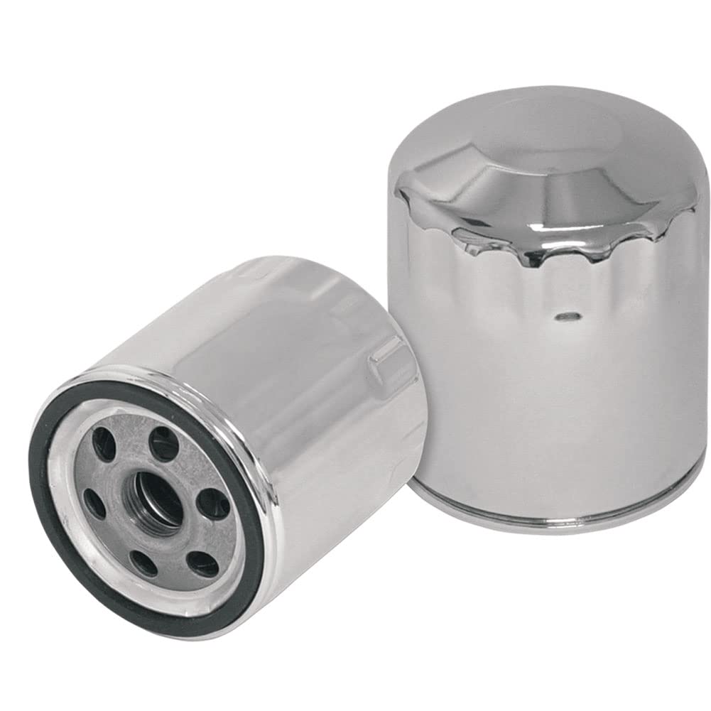 S&S Cycle Chrome Oil Filter for Harley-Davidson Softail Fat Boy 107 FLFB 2018 - High Performance Motorcycle Engine Protection for Cruising & Long Rides