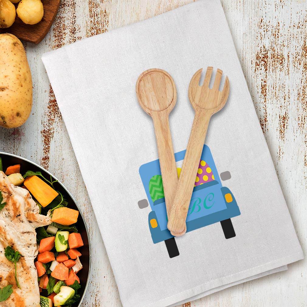 Personalized Monogram Easter Bunny Egg Print Flour Sack Kitchen Towels - Custom Decor Dish Cloths for Spring Cleaning & Holiday Baking Supplies | Perfect for Easter Decor, Kitchen Gifts & Home Styling