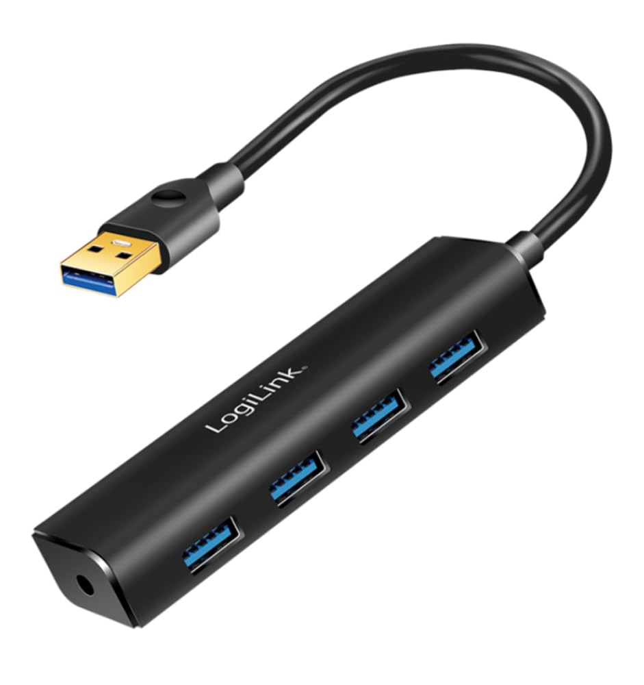 Logilink UA0295 4-Port USB 3.0 Hub SuperSpeed Data Transfer - Perfect for Laptop, PC, Mac, Gaming & Home Office Setup