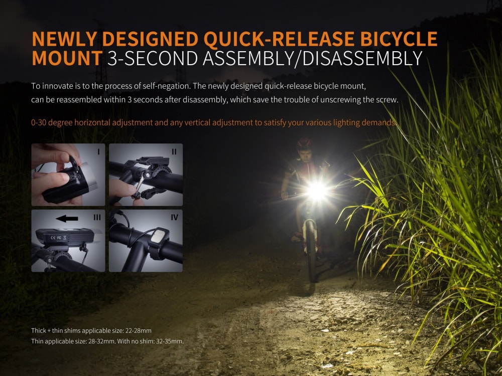 Fenix BC30R U2 Rechargeable LED Bike Light - High Brightness Bicycle Headlight for Night Riding, Commuting & Outdoor Adventures