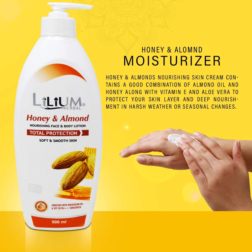Lilium Honey & Almond Nourishing Face & Body Lotion with Papaya Cleansing Milk - 500ml - Hydrating Moisturizer for Dry Skin - Perfect for Daily Skincare & Body Care Routine