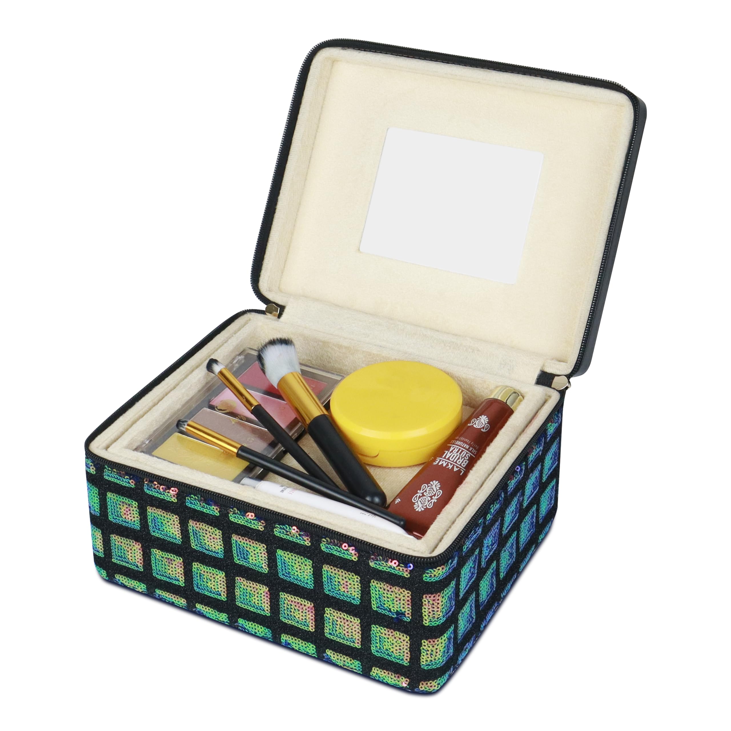 Premium Makeup Organizer Box for Women - Large Cosmetic Storage Case with Jewelry Compartments | Perfect for Bridal Makeup, Vanity Table & Travel Organization