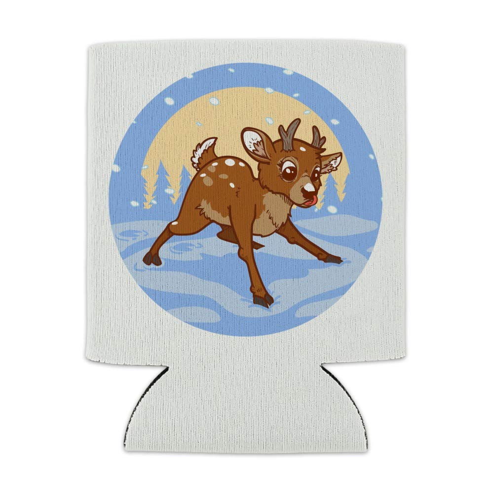 Baby Reindeer Christmas Holiday Can Cooler - Insulated Collapsible Drink Sleeve & Beverage Holder for Beer, Soda & Cans - Perfect for Holiday Parties, Gifts & Winter Celebrations