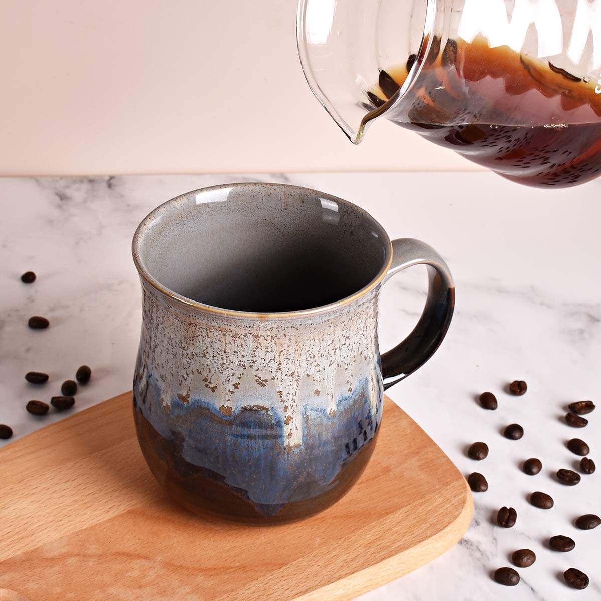 Bosmarlin Large 21 Oz Ceramic Coffee Mug - Big Tea Cup for Office & Home Use - Dishwasher & Microwave Safe - Perfect for Hot Drinks, Soups, and Breakfast Cereals