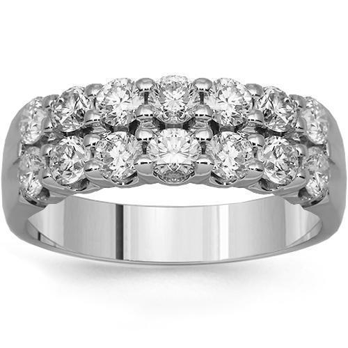 14K Solid White Gold Women's Diamond Wedding Ring Band - 1.35 Carat Total Weight - Elegant Bridal Jewelry for Engagement, Anniversary & Special Occasions