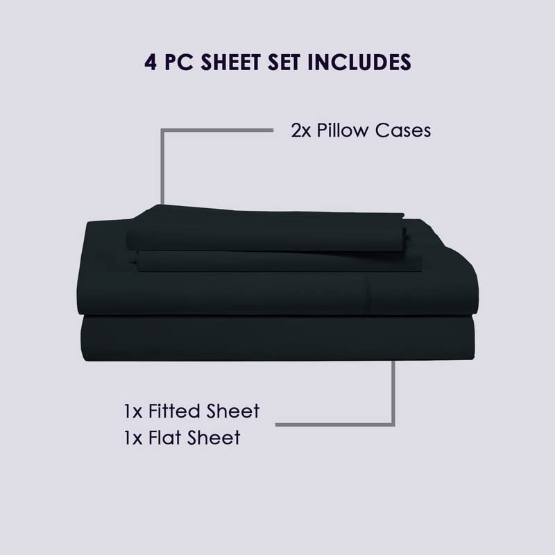 Pizuna Pure 100% Cotton Queen Size Sheets - 800 Thread Count Long Staple Cotton Sateen Bedding Set with 15