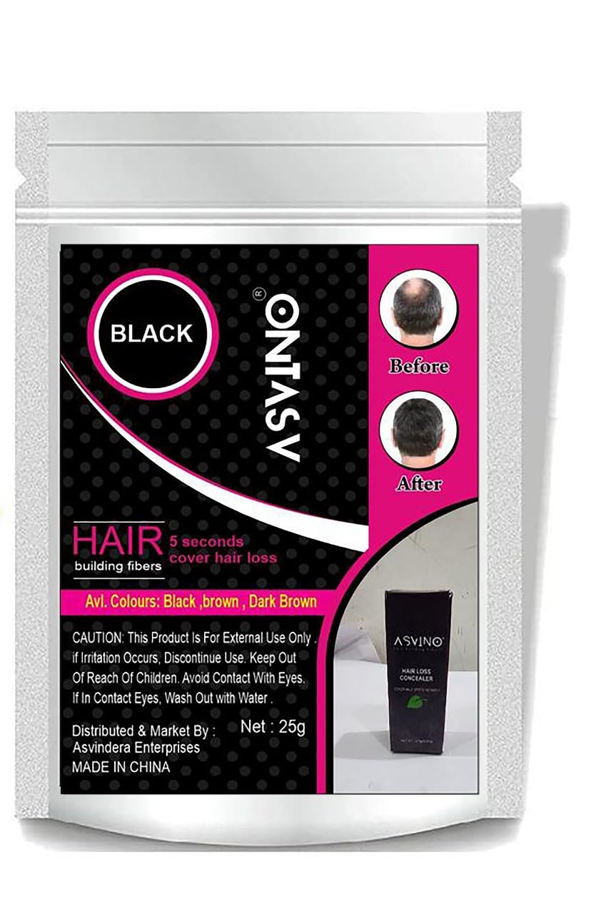 Hair Building Fiber for Thinning Hair - Black Concealer Refill Pack (25g) | Instant Hair Volume Solution for Men & Women | Perfect for Daily Use, Special Occasions & Confidence Boosting