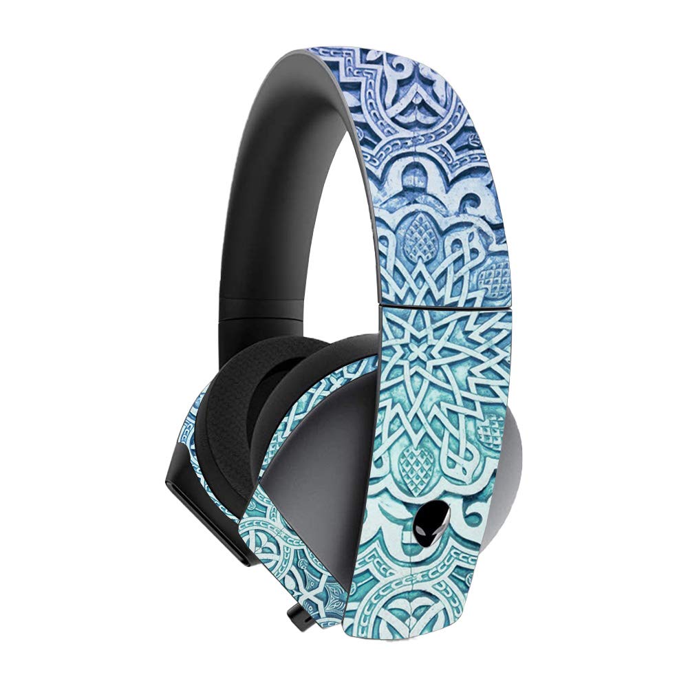 MightySkins Protective Vinyl Decal Wrap Cover for Alienware 7.1 Gaming Headset - Carved Blue Design | Durable, Customizable Skin | Easy to Apply & Remove | Made in USA | Perfect for Gaming Setup & Personalization