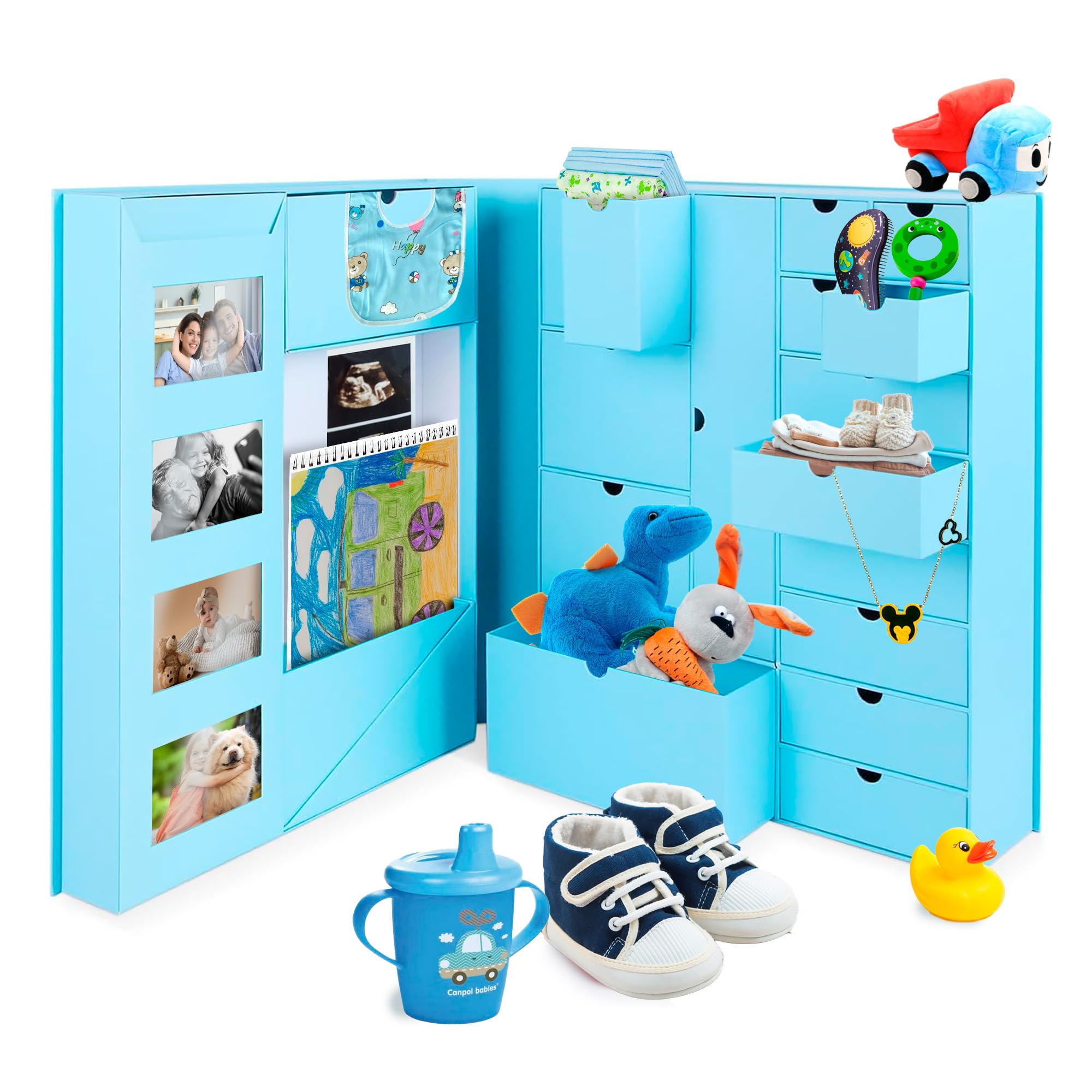 Baby Keepsake Memory Box for Boys & Girls - First Year Pregnancy Storage Organizer with Tin - Perfect for Preserving Newborn Milestones, Hospital Mementos & Family Heirlooms | Nursery Organization & Gift Idea