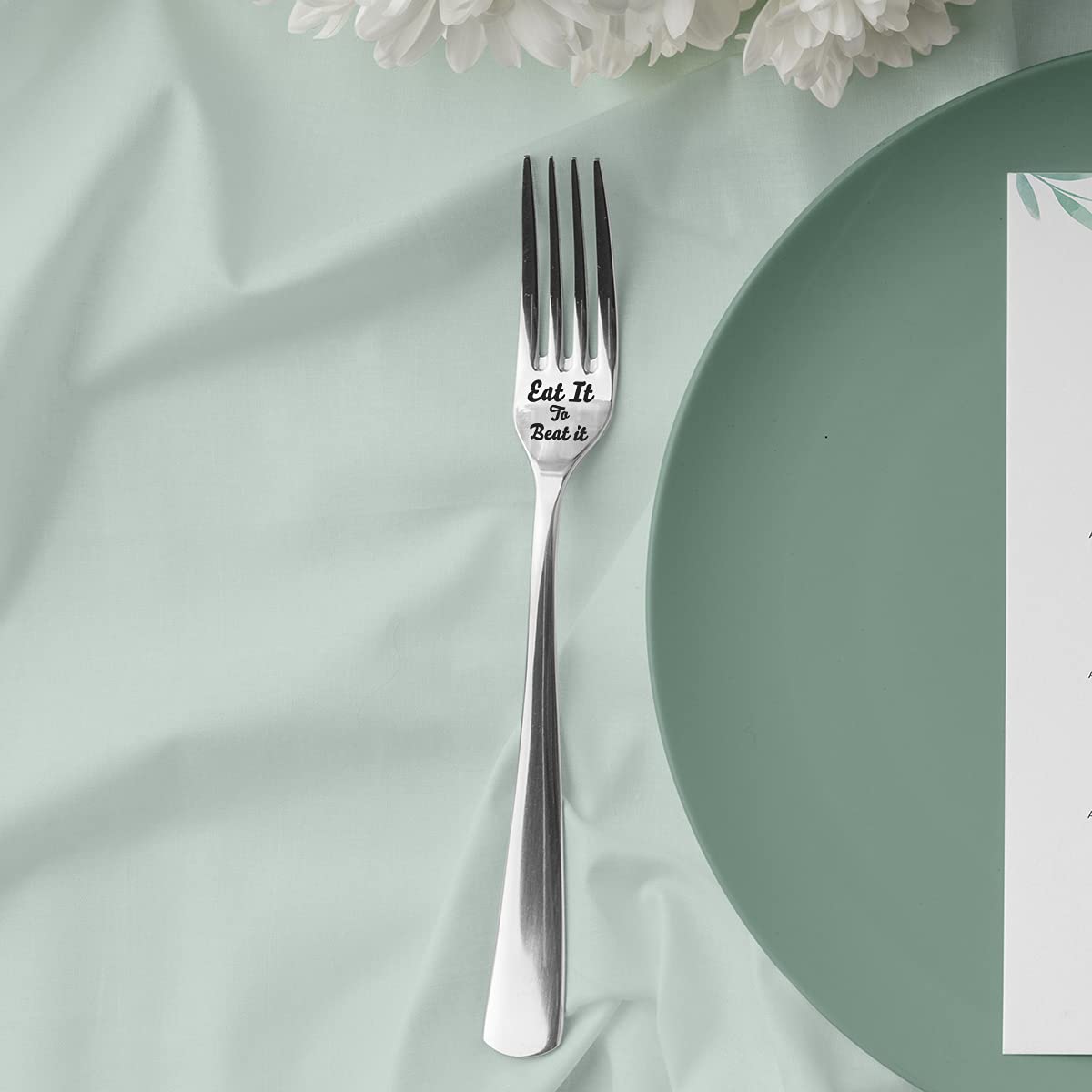 Funny 'Eat It to Beat It' Engraved Stainless Steel Fork - Motivational Recovery Gift for Women, Men & Teens - Perfect Get Well Present for Eating Disorders & Mental Health Support - Great for Daily Meals, Hospital Visits & Encouragement Gifts