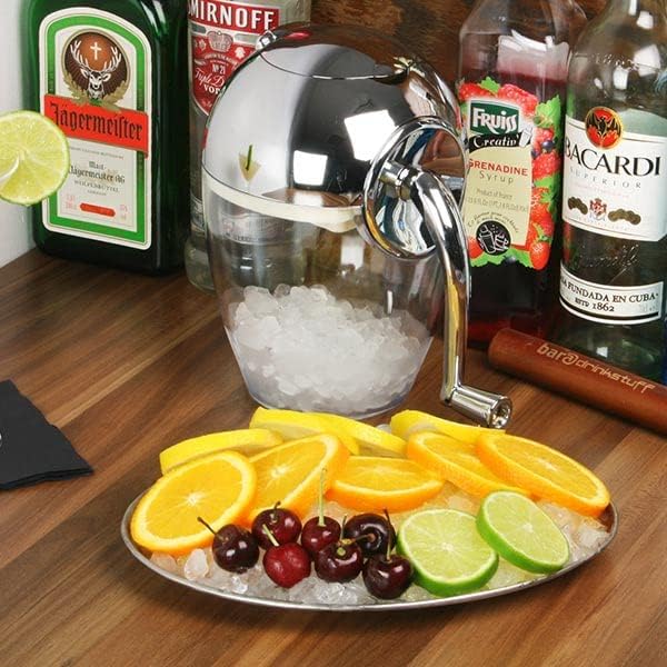 Premium Chrome Plated Ice Crusher for Cocktails & Drinks - Manual Ice Cube Crusher for Home Bars, Parties & Outdoor Events