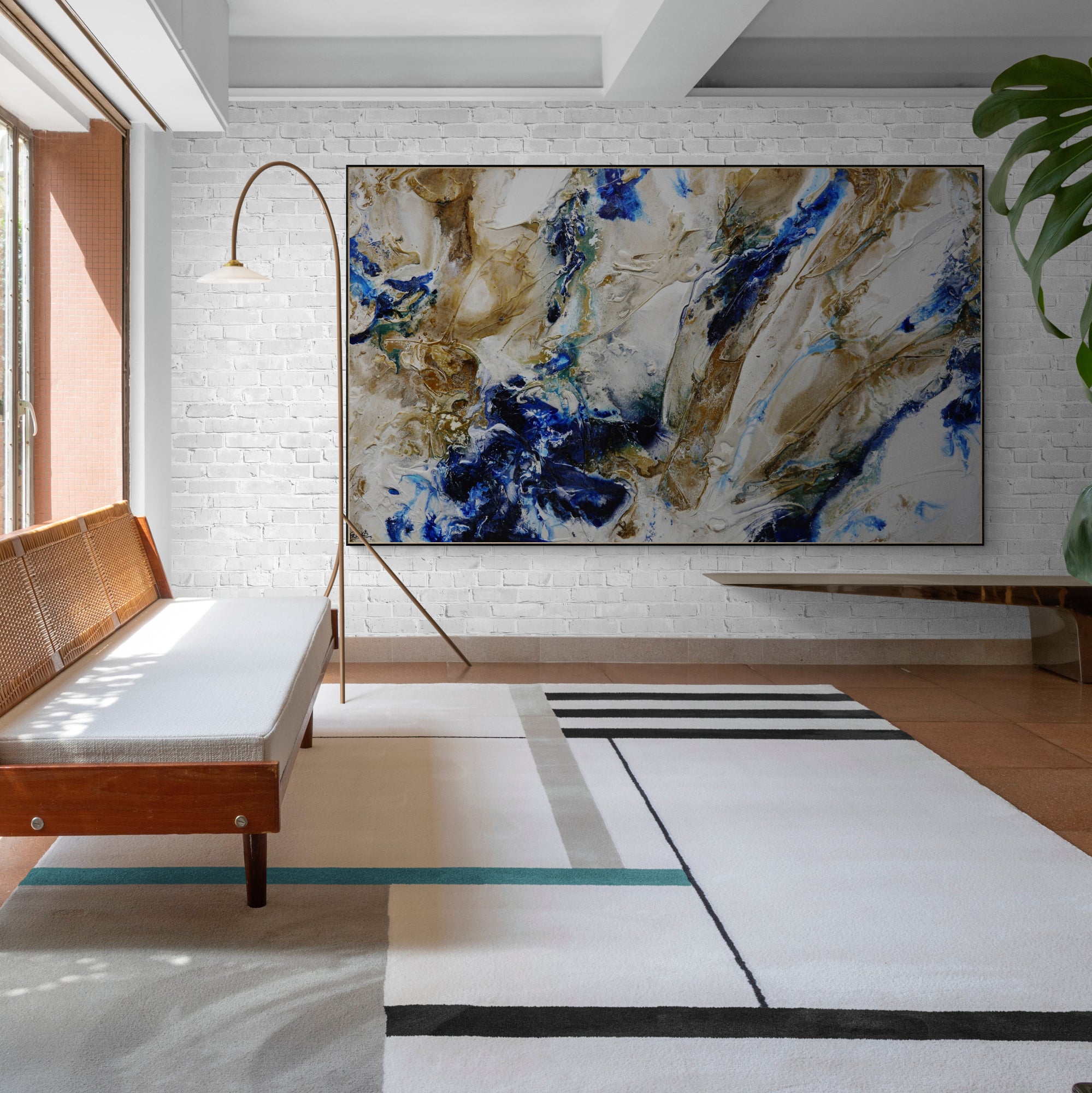 250cm x 150cm Honey Casbah Textured Abstract Canvas Wall Art - Modern Home Decor for Living Room, Bedroom & Office