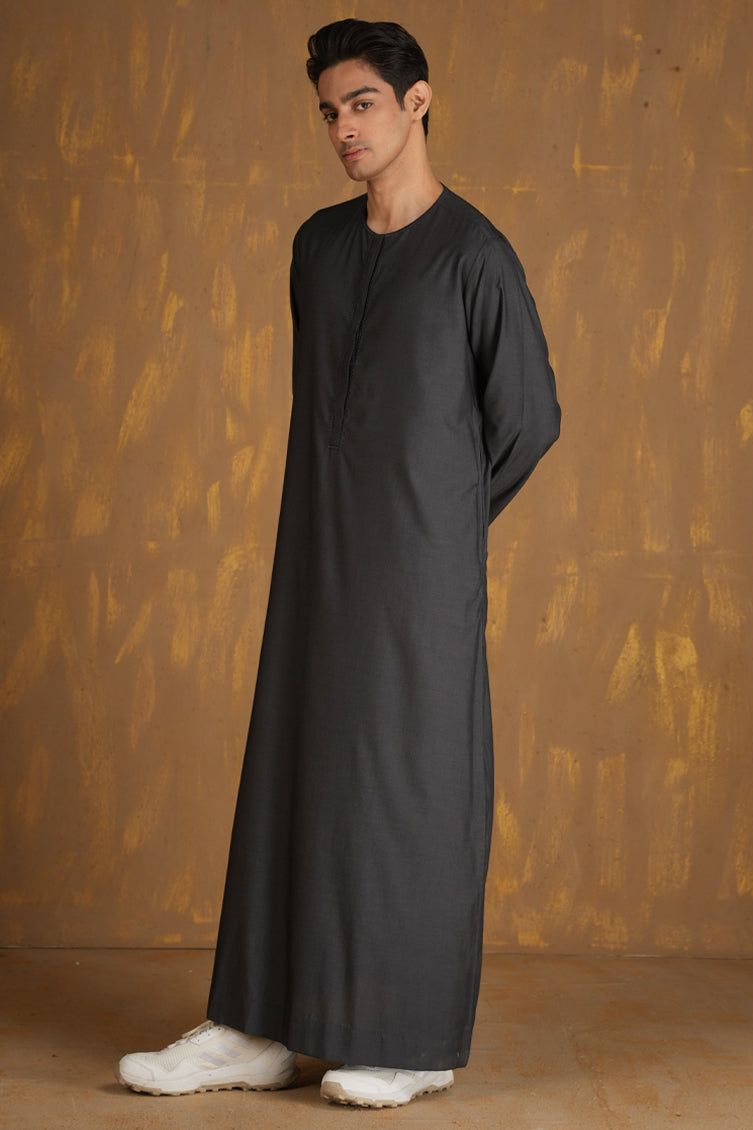 Premium Blended Grey Jubba by J. Junaid Jamshed - Elegant Islamic Wear for Men | Perfect for Eid, Friday Prayers & Special Occasions