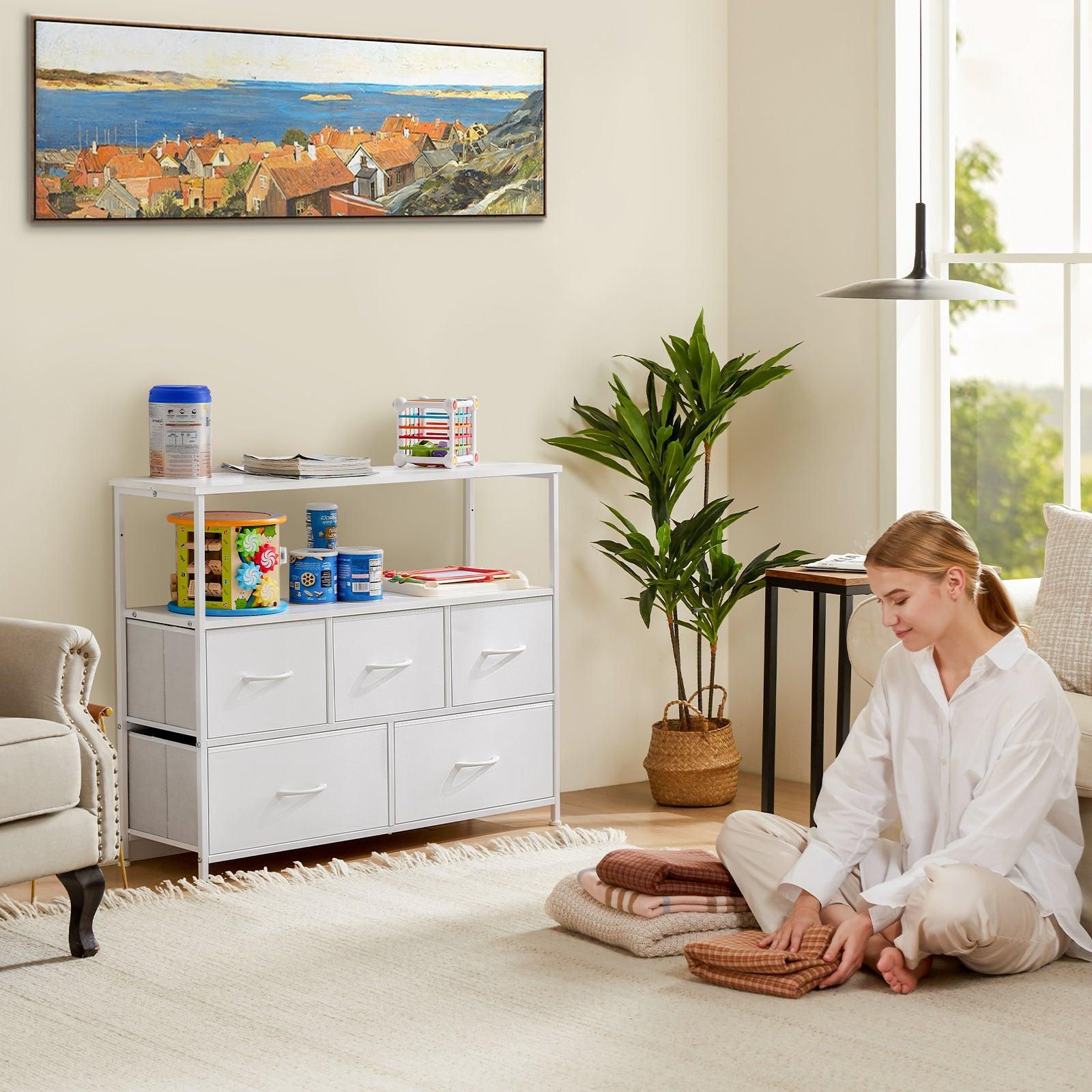 5-Drawer Fabric Dresser with Metal Frame - Bedroom Chest of Drawers for Closet Organization | Perfect for Small Spaces, Dorm Rooms & Apartment Storage