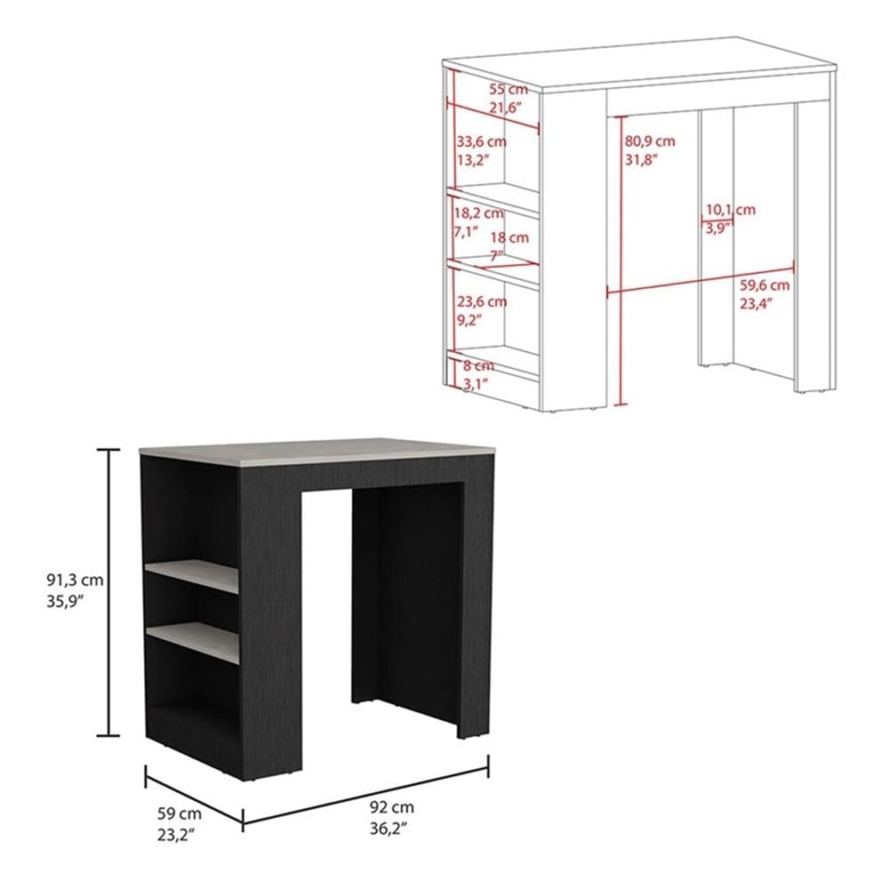 TUHOME Portree Kitchen Island - Engineered Wood Kitchen Cart with Storage, Multi-Color Options for Modern Farmhouse & Small Space Kitchens