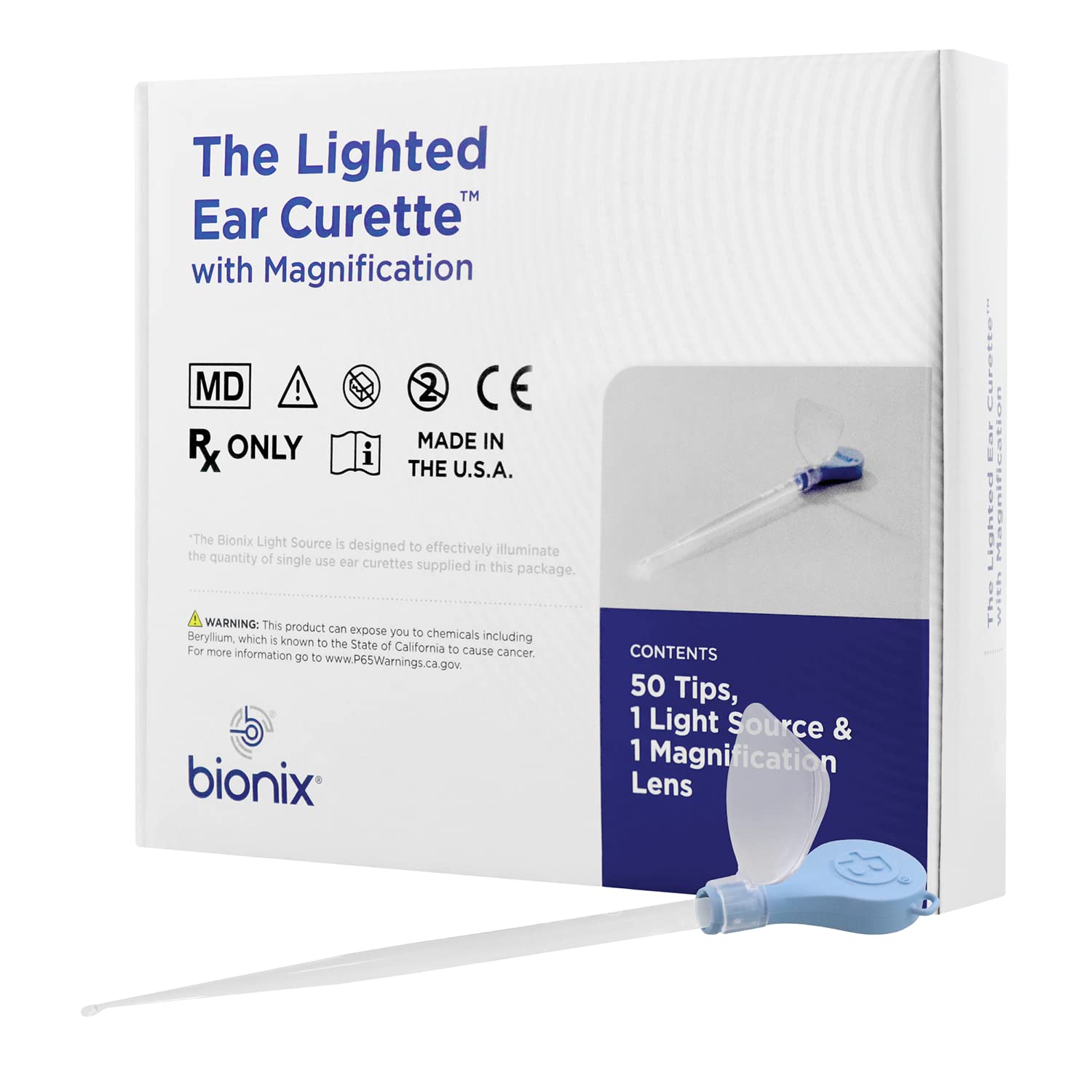 Bionix Lighted MicroLoop Ear Curette Tool - Safe Earwax Removal Kit for Adults & Kids, Disposable Single-Use (52 Count) - Perfect for Home Care, Clinics & Healthcare Professionals - Helps Remove Wax Buildup Easily